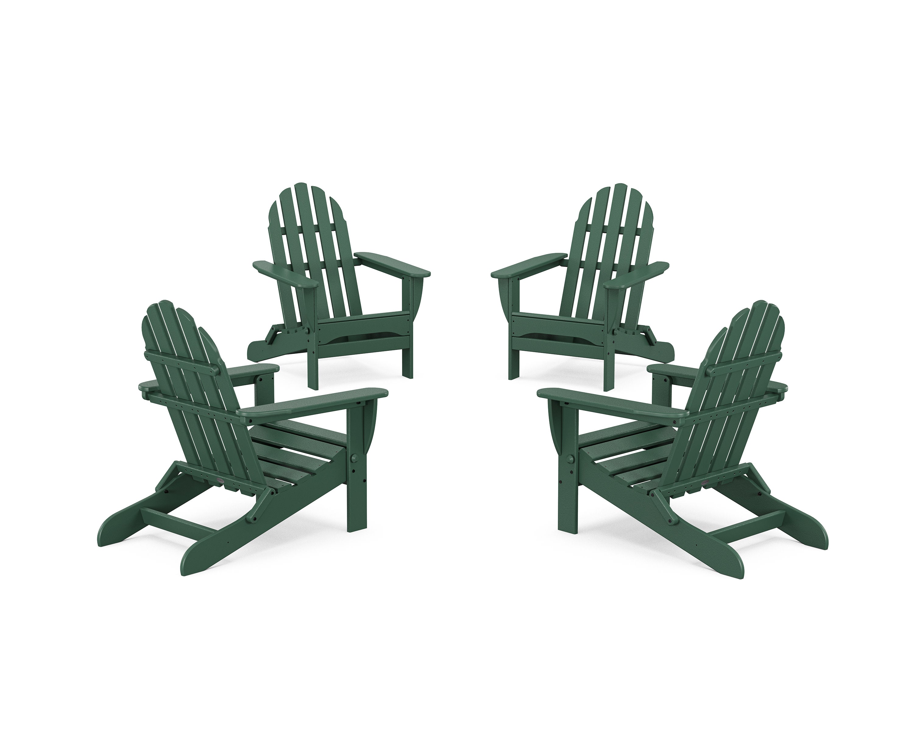 4-Piece Classic Folding Adirondack Conversation Set in Green