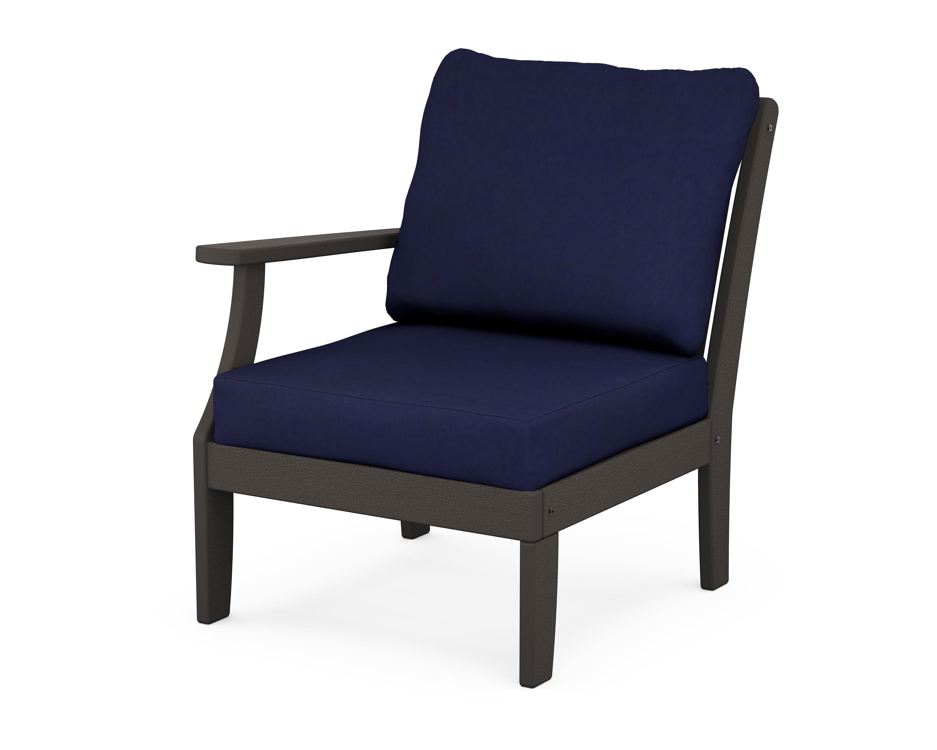 Braxton Modular Left Arm Chair in Vintage Coffee / Navy