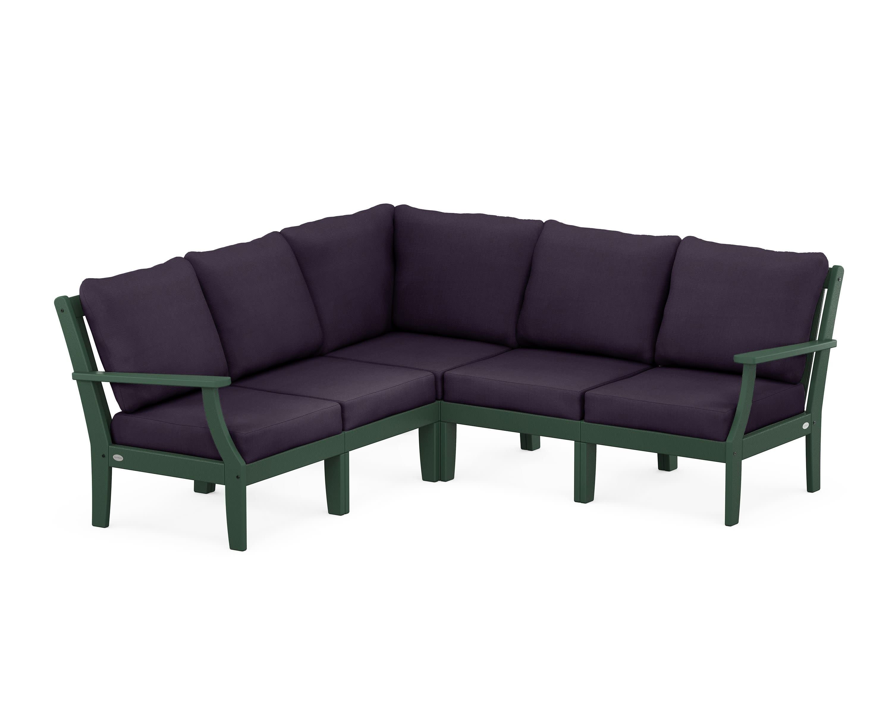 Braxton Modular 5-Piece Deep Seating Set in Green / Navy Linen