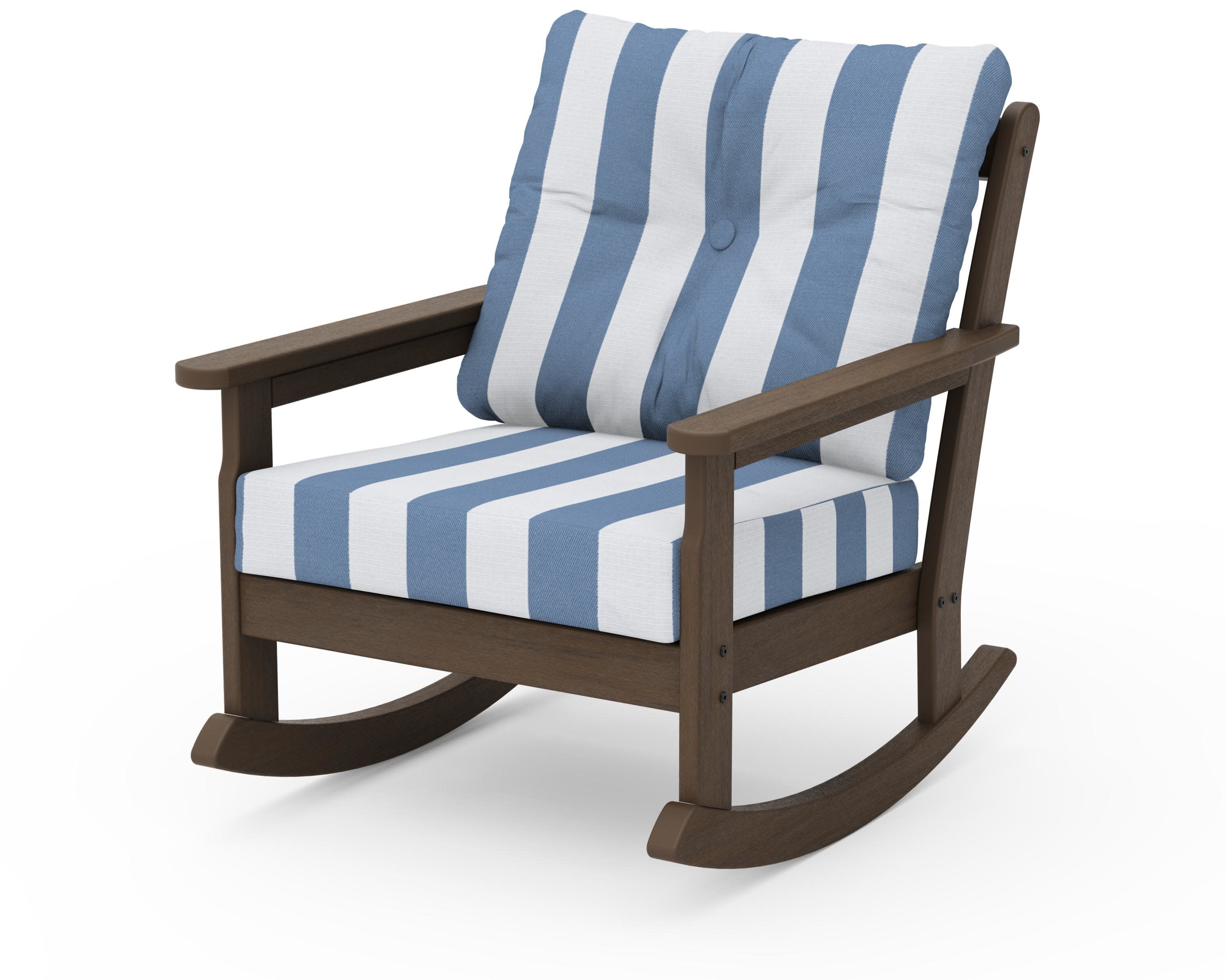 Vineyard Deep Seating Rocking Chair in Kona / Cabana Stripe Sky Blue