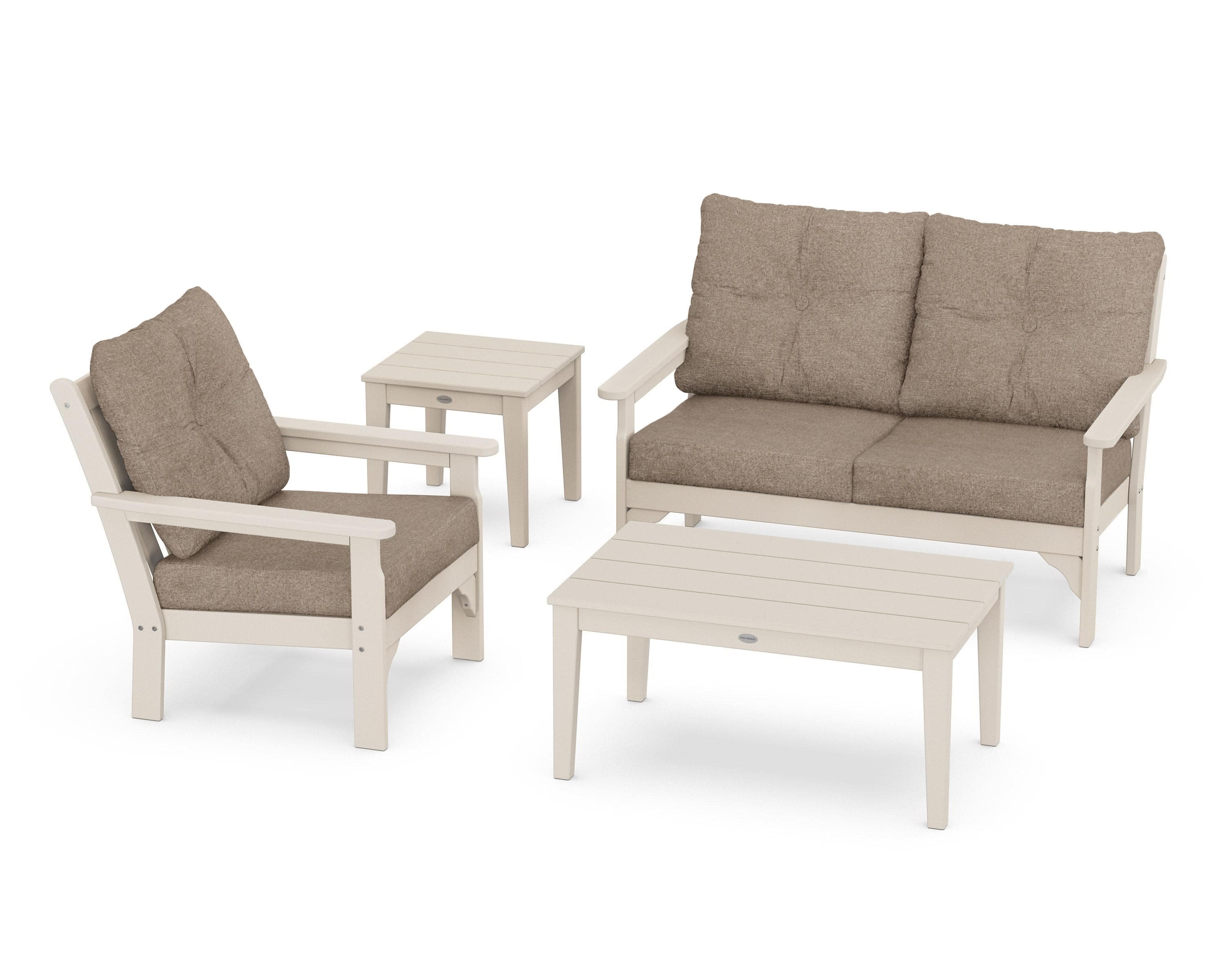 Vineyard 4-Piece Deep Seating Set in Sand / Spiced Burlap