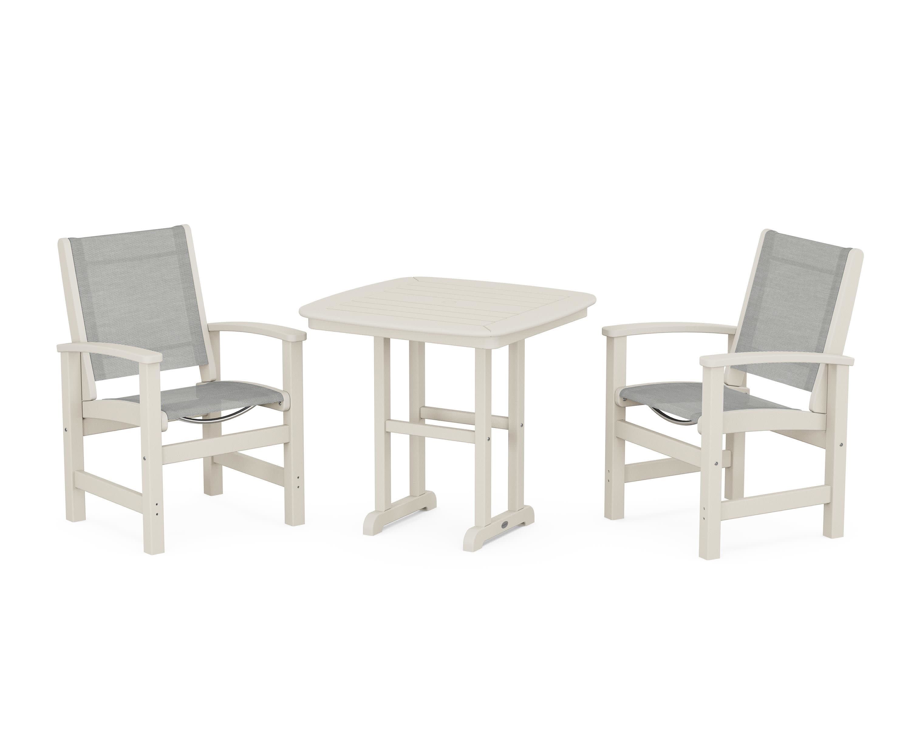 Coastal 3-Piece Dining Set in Sand / Metallic Sling
