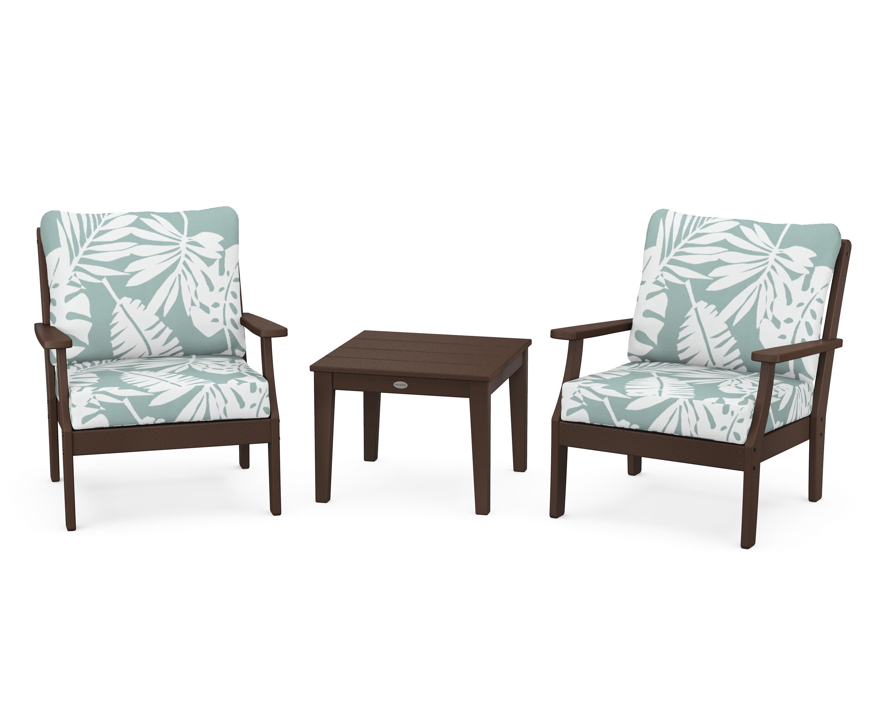 Braxton 3-Piece Deep Seating Set in Mahogany / Leaf Glacier Spa