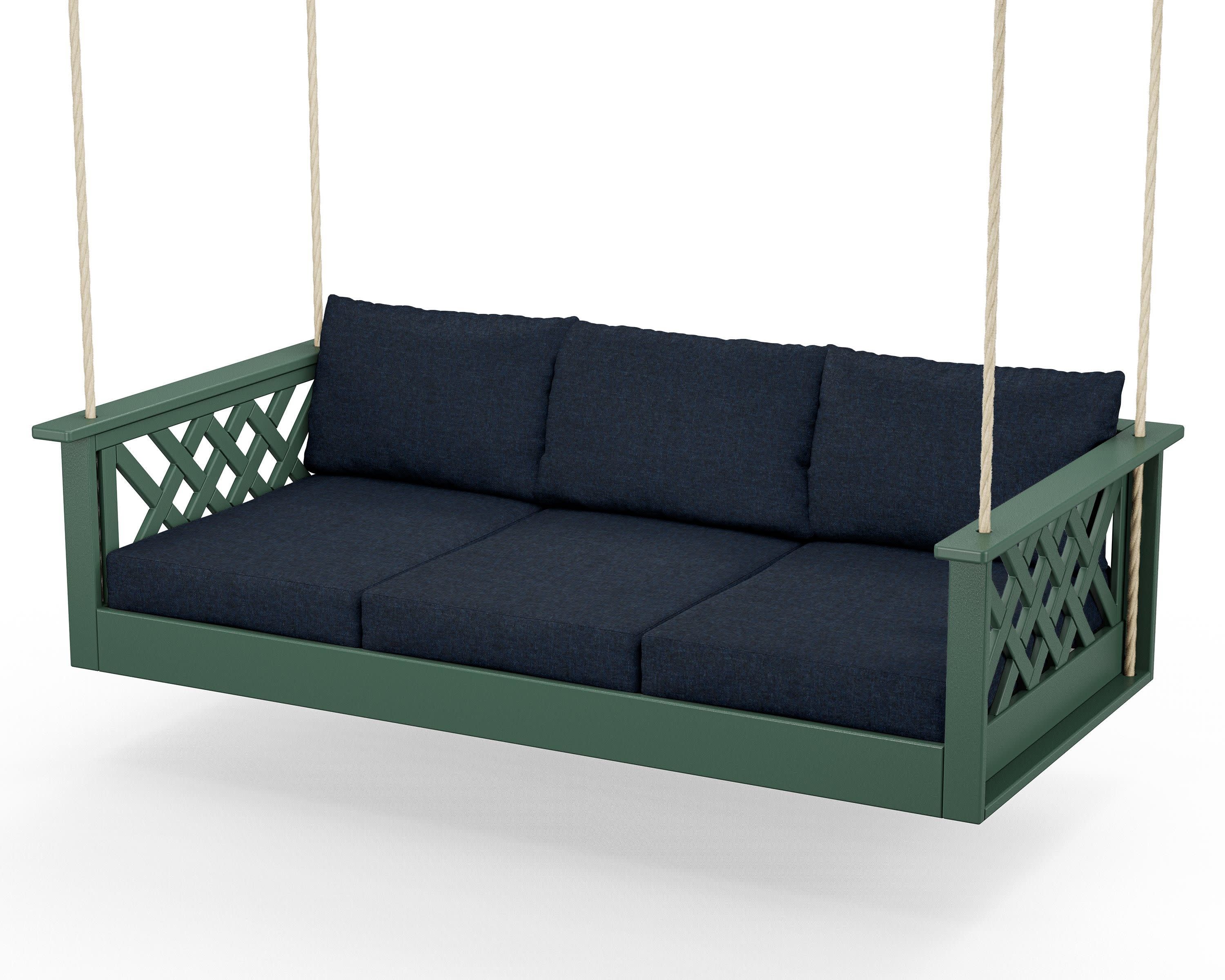 Wovendale Daybed Swing in Green / Marine Indigo