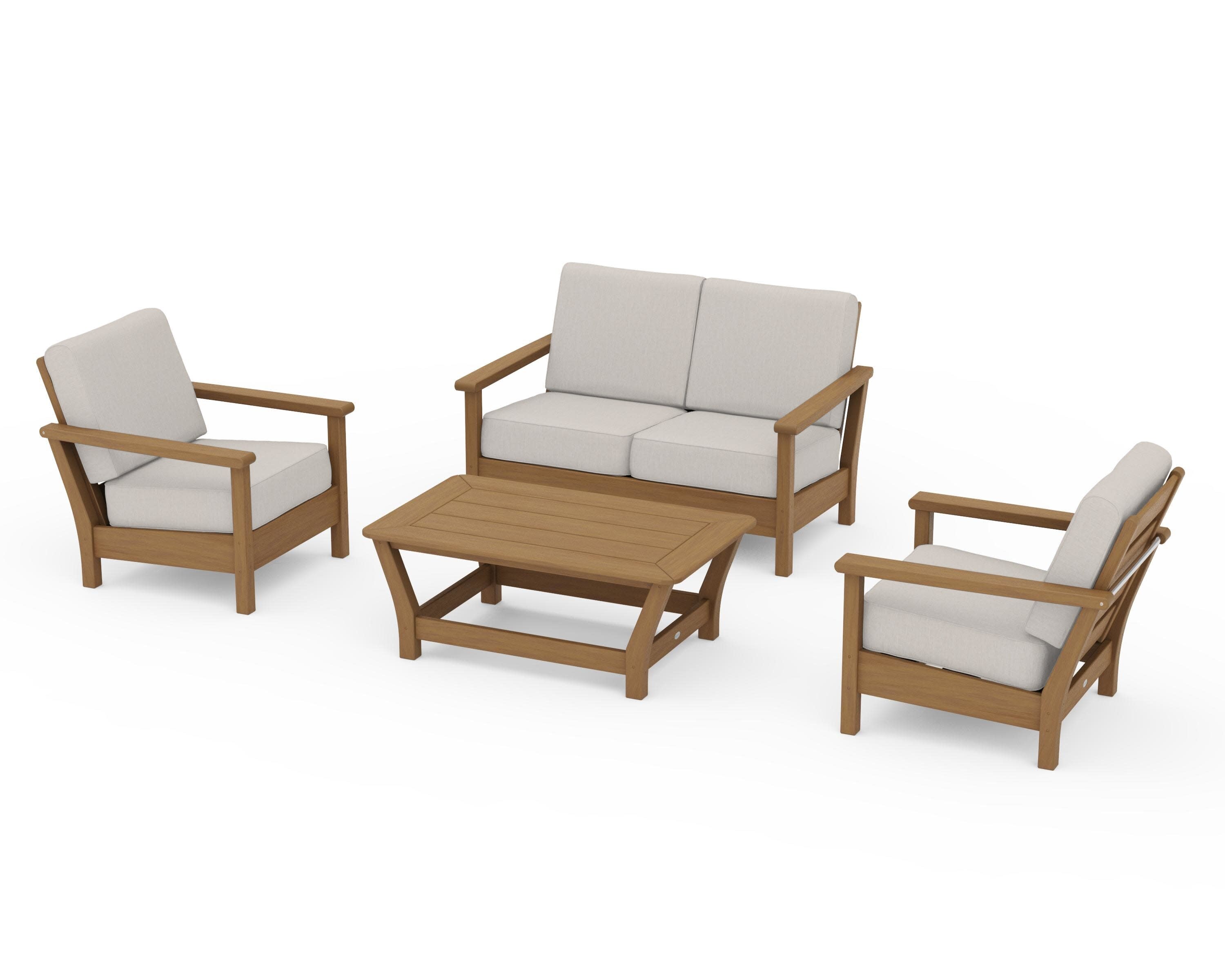 Harbour 4-Piece Deep Seating Set in Natural / Cast Ash