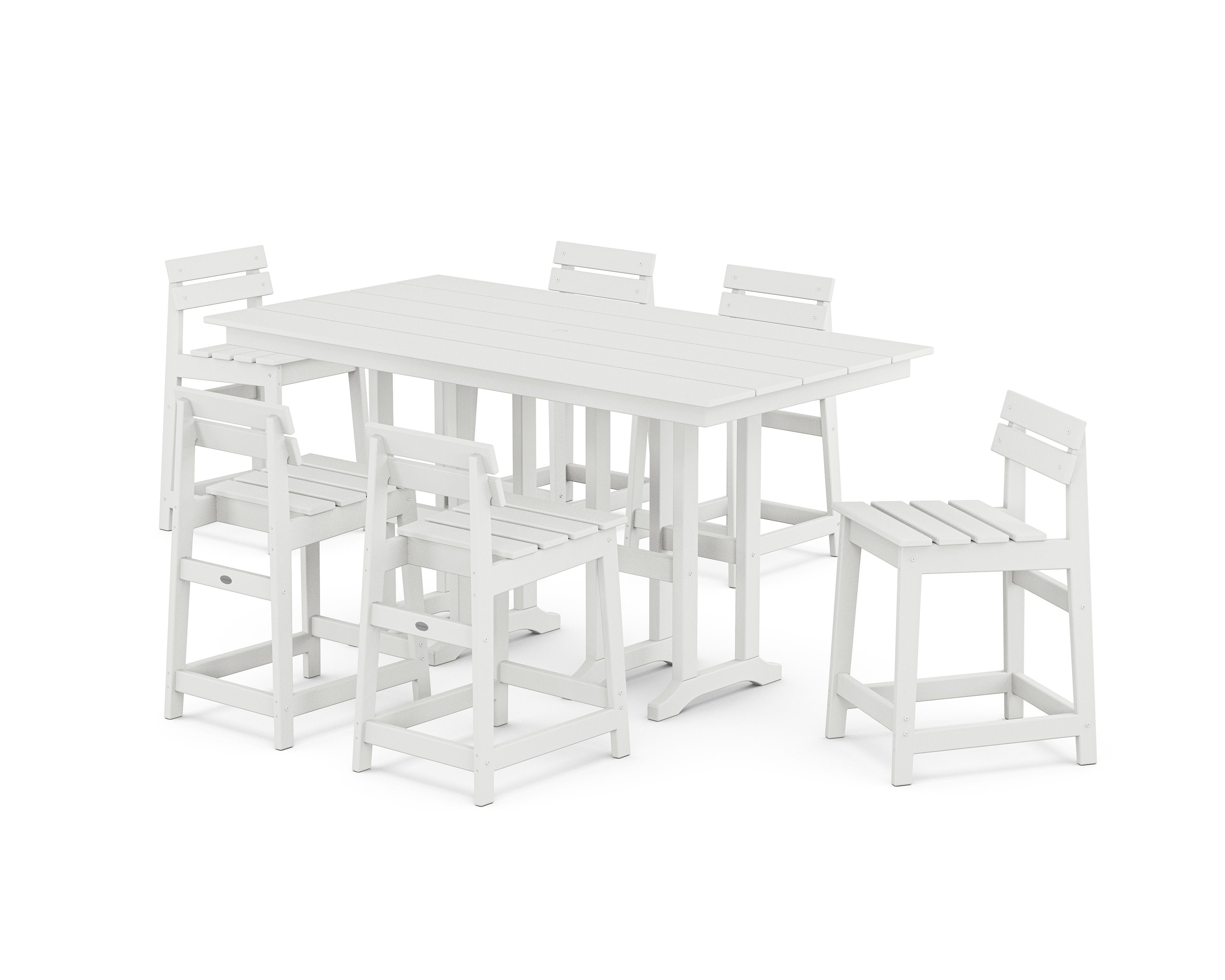 Modern Studio Plaza Lowback Counter Chair 7-Piece Set in White