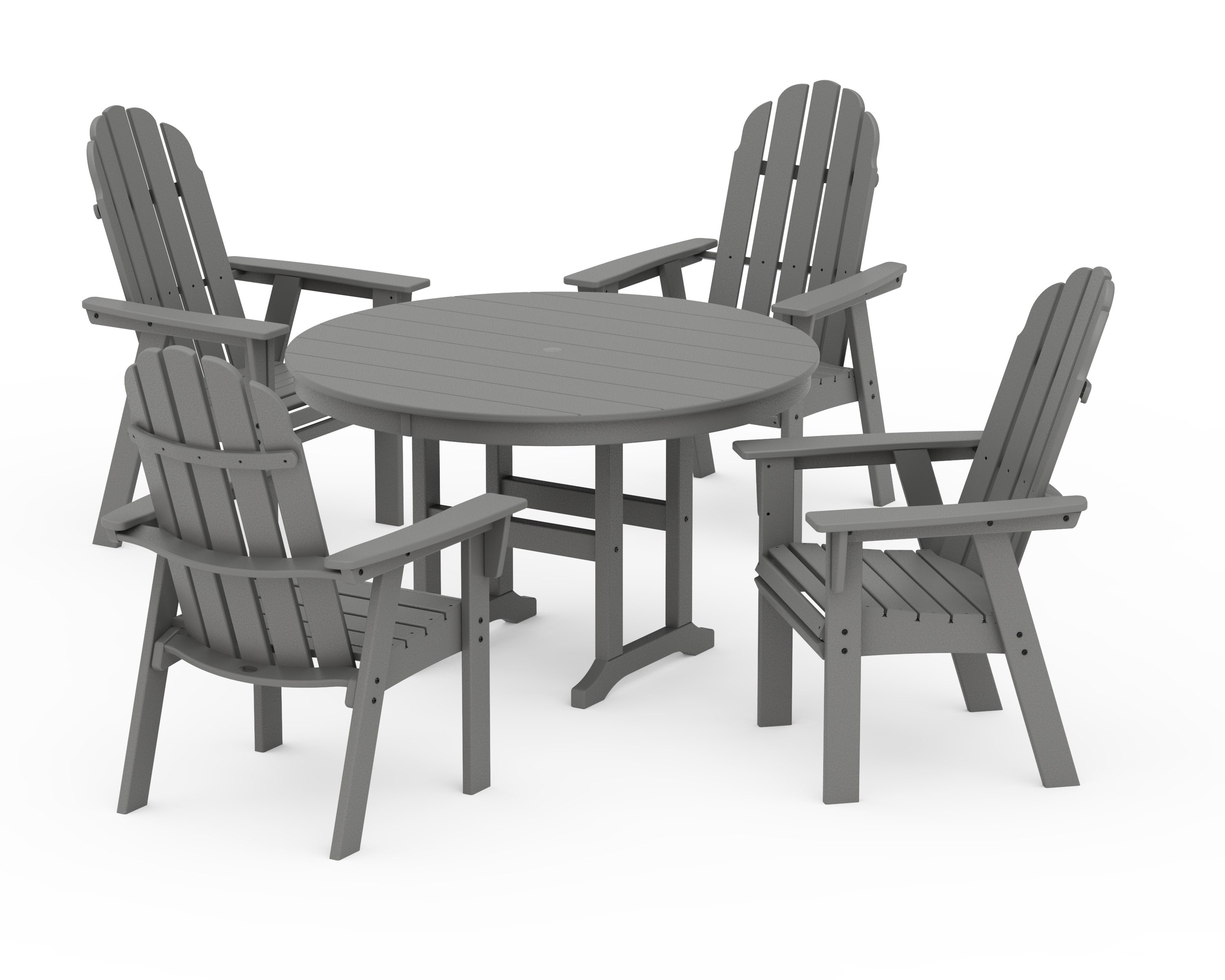 Vineyard Curveback Adirondack 5-Piece Round Farmhouse Dining Set in Slate Grey