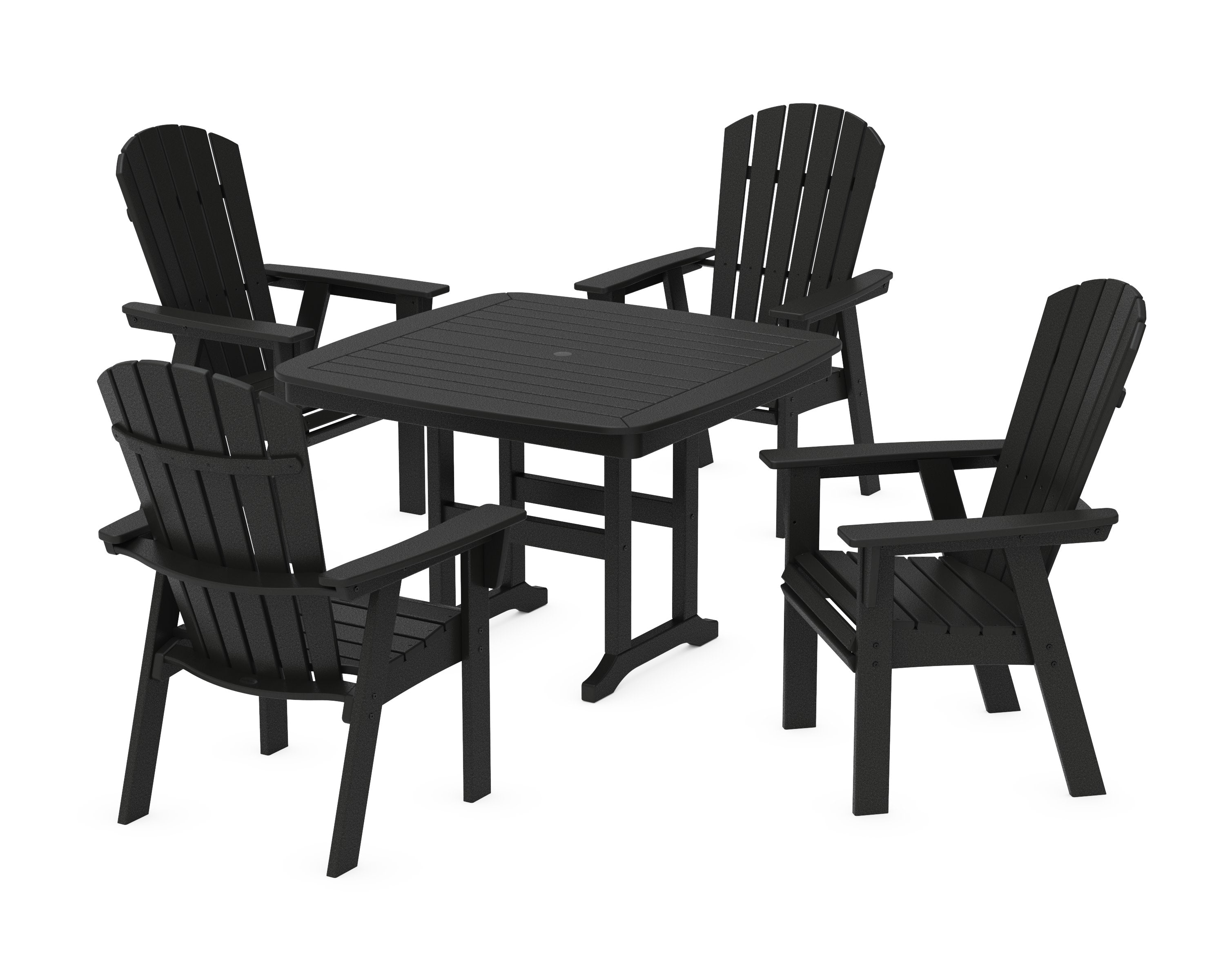 Nautical Curveback Adirondack 5-Piece Dining Set in Black