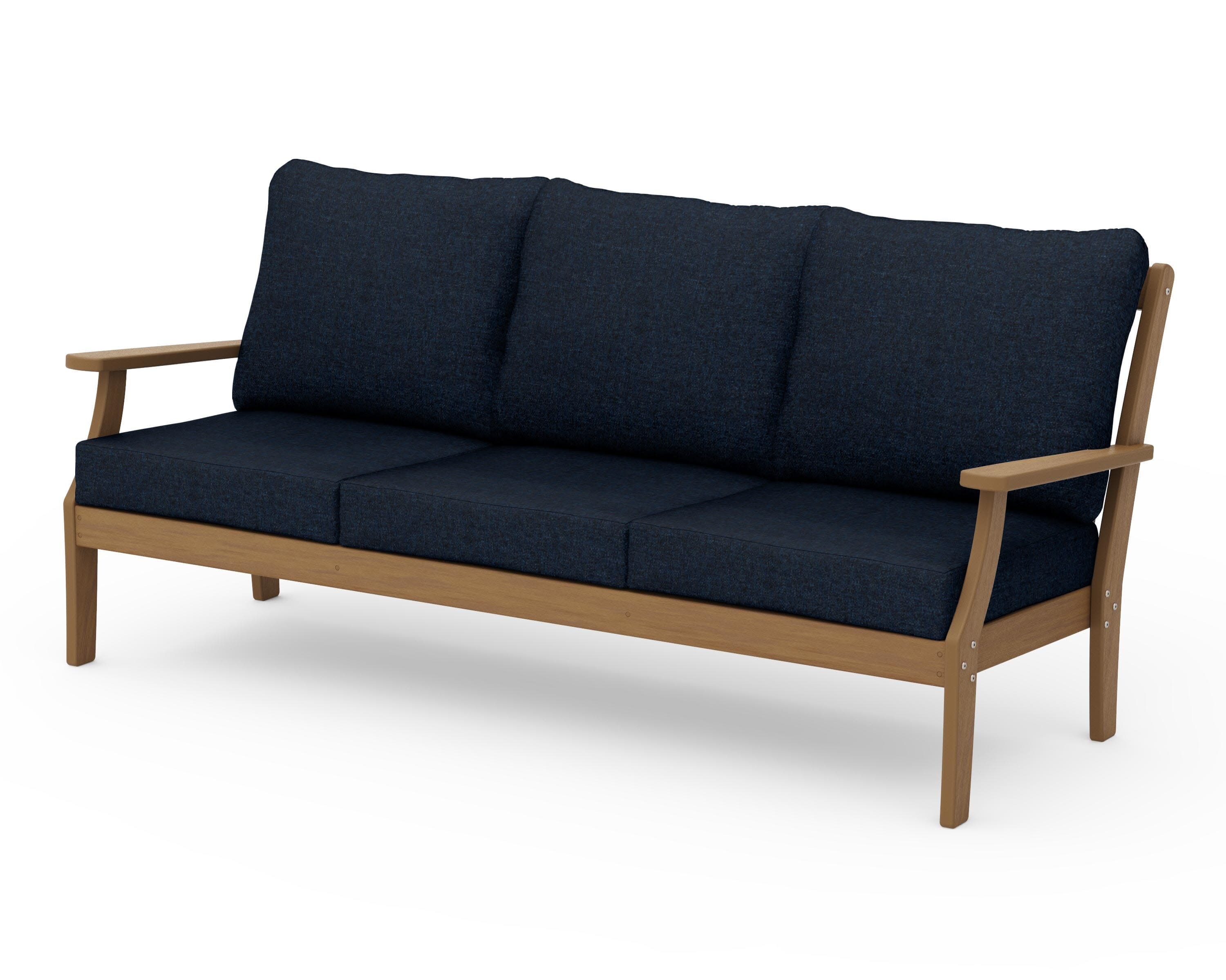 Braxton Deep Seating Sofa in Natural / Marine Indigo