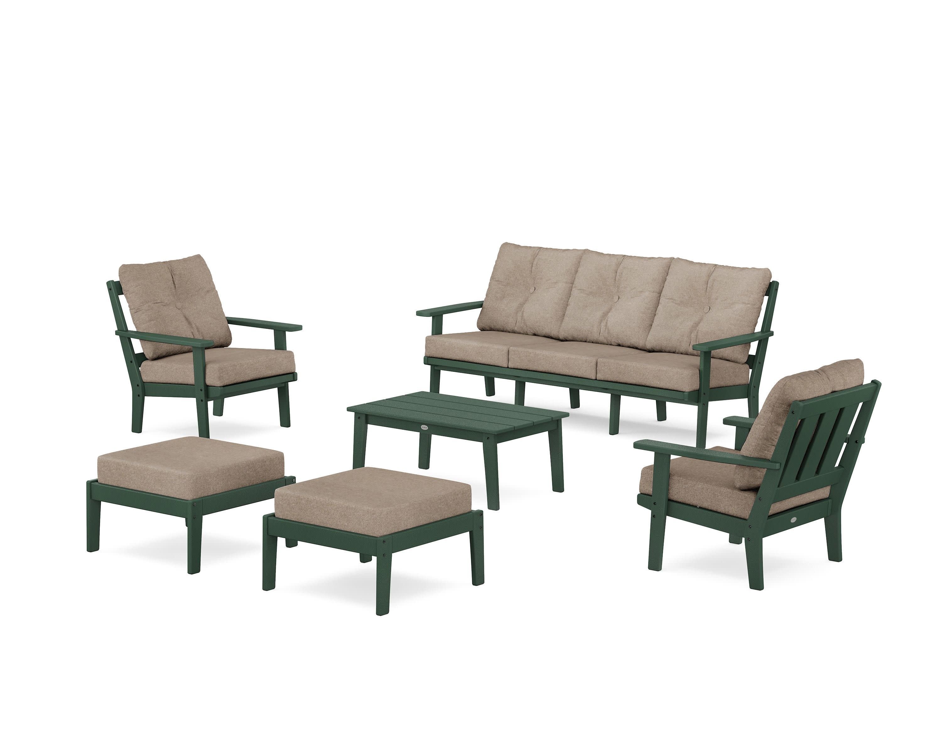 Oxford 6-Piece Lounge Sofa Set in Green / Spiced Burlap