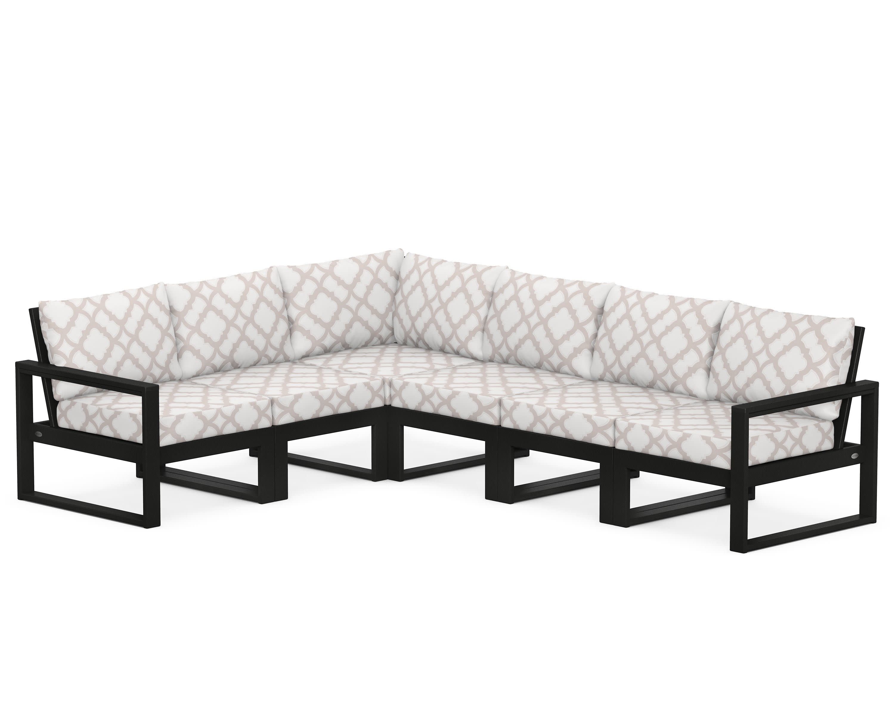 EDGE 6-Piece Modular Deep Seating Set in Black / Trellis Dune Burlap