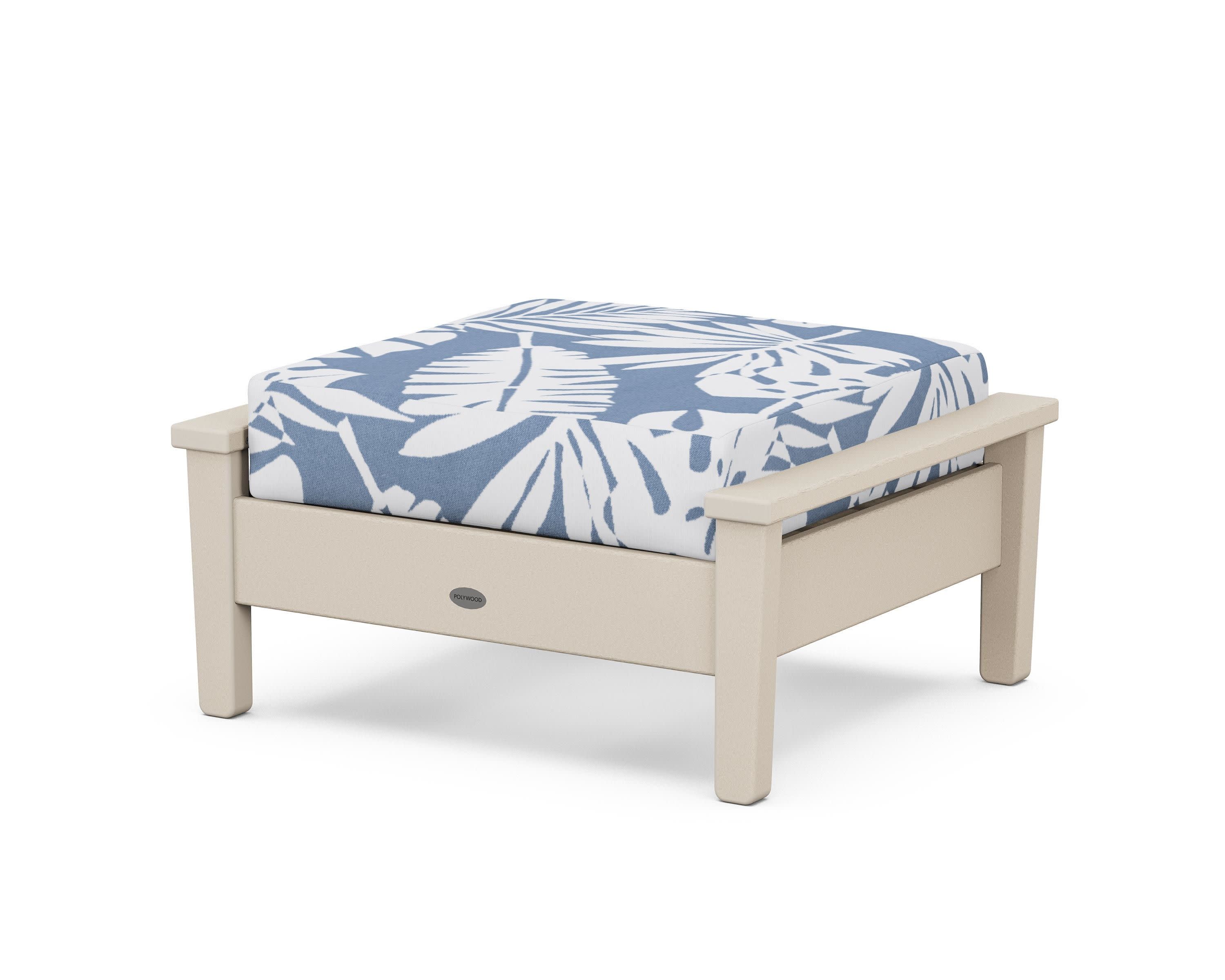 Prescott Deep Seating Ottoman in Sand / Leaf Sky Blue