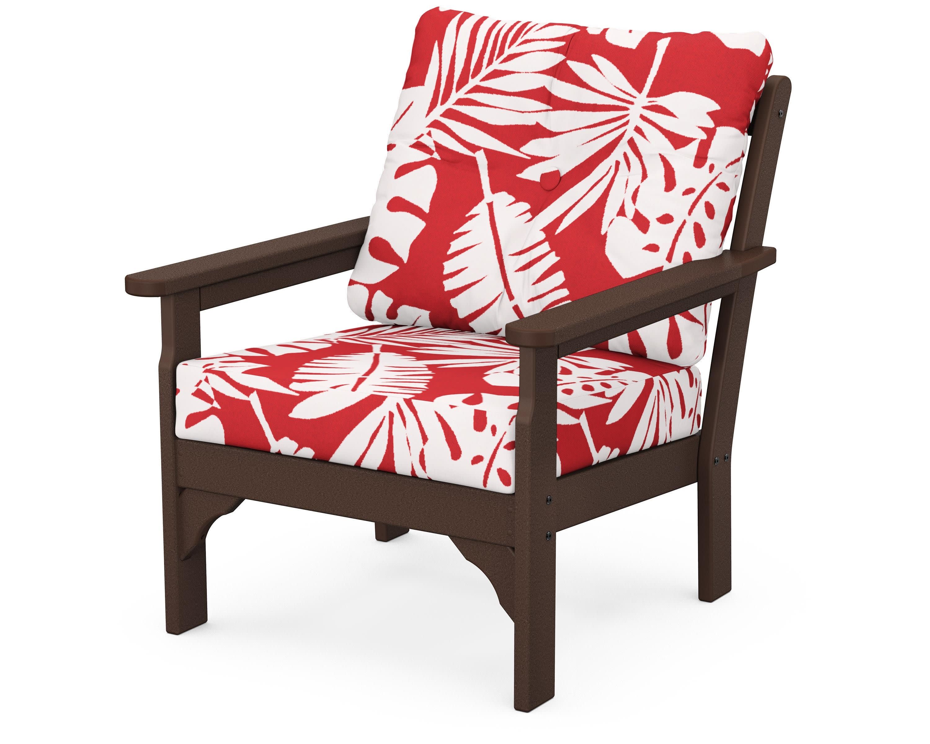 Vineyard Deep Seating Chair in Mahogany / Leaf Crimson