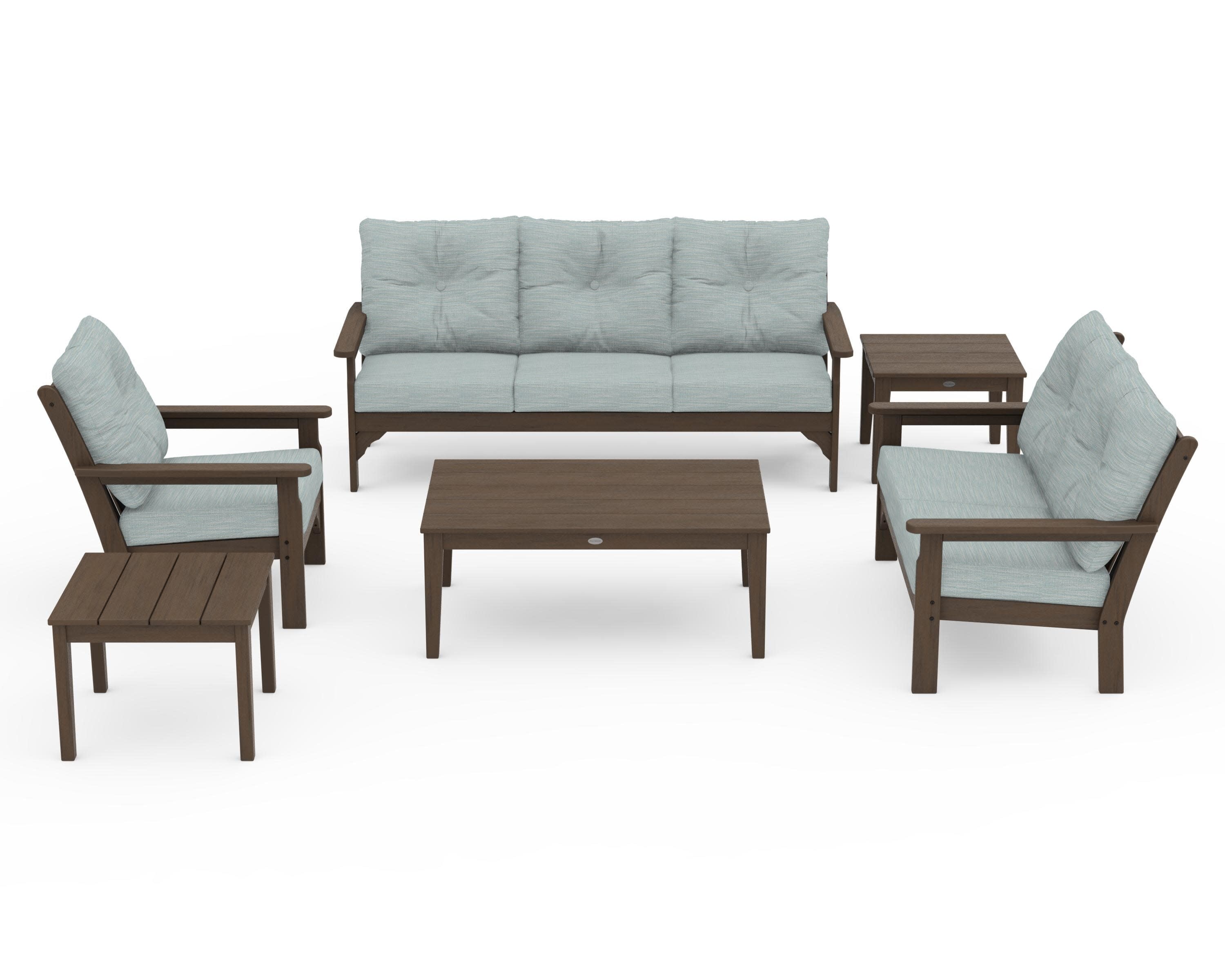 Vineyard 6-Piece Deep Seating Set in Kona / Soothe Mist