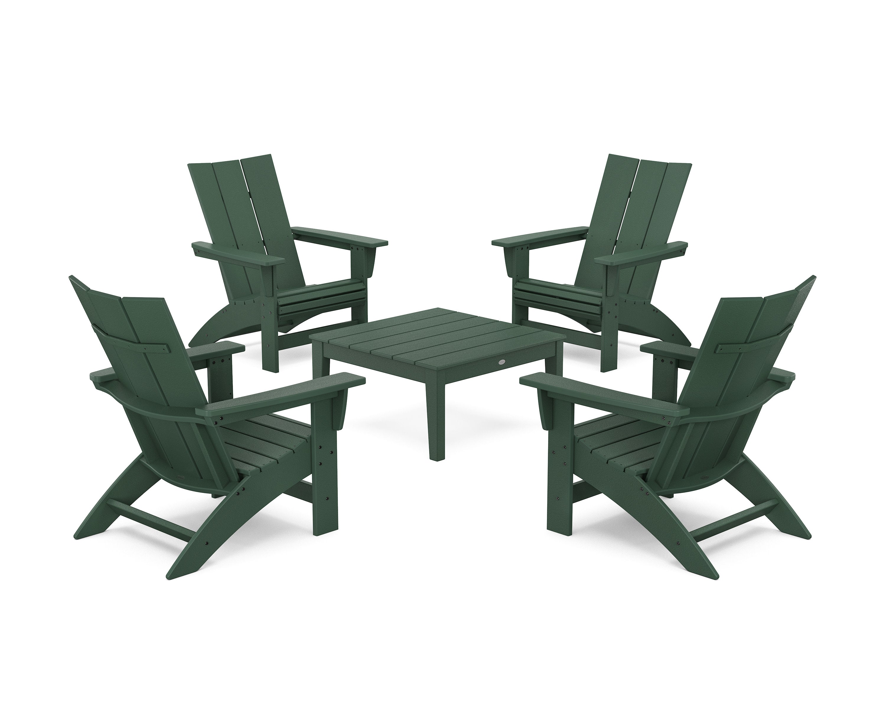 5-Piece Modern Grand Adirondack Chair Conversation Group in Green