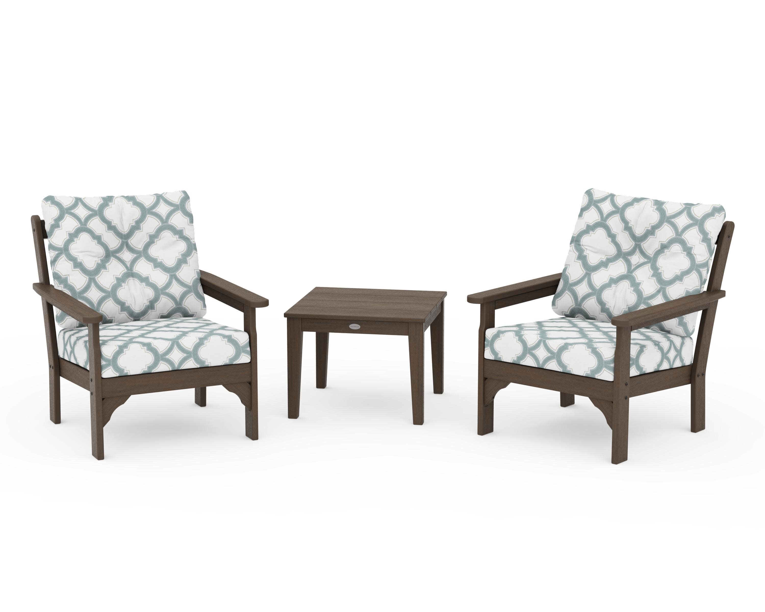 Vineyard 3-Piece Deep Seating Set in Kona / Trellis Glacier Spa