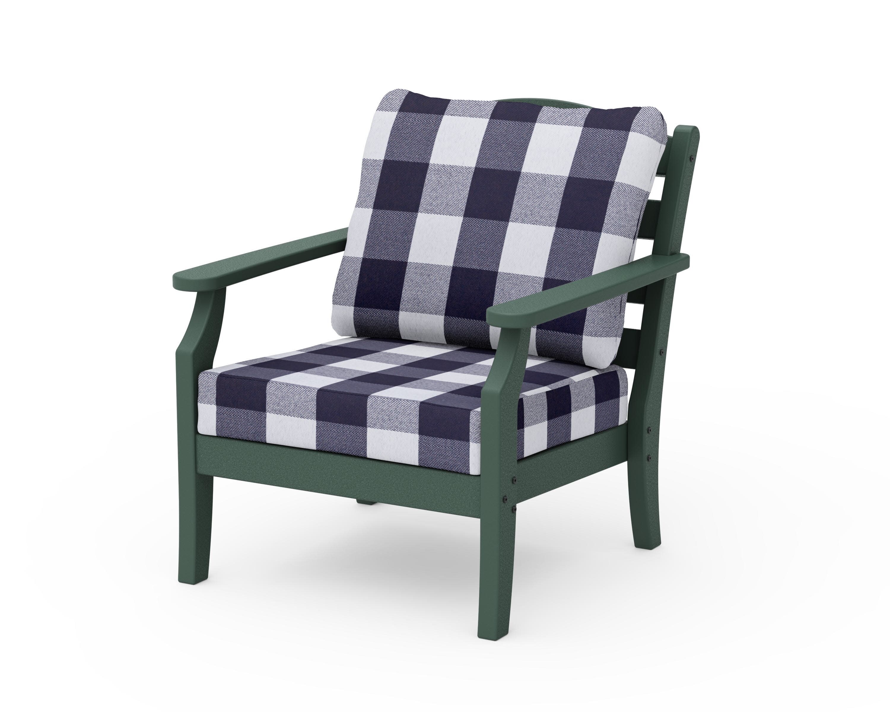 Savannah Deep Seating Chair in Green / Buffalo Plaid Navy