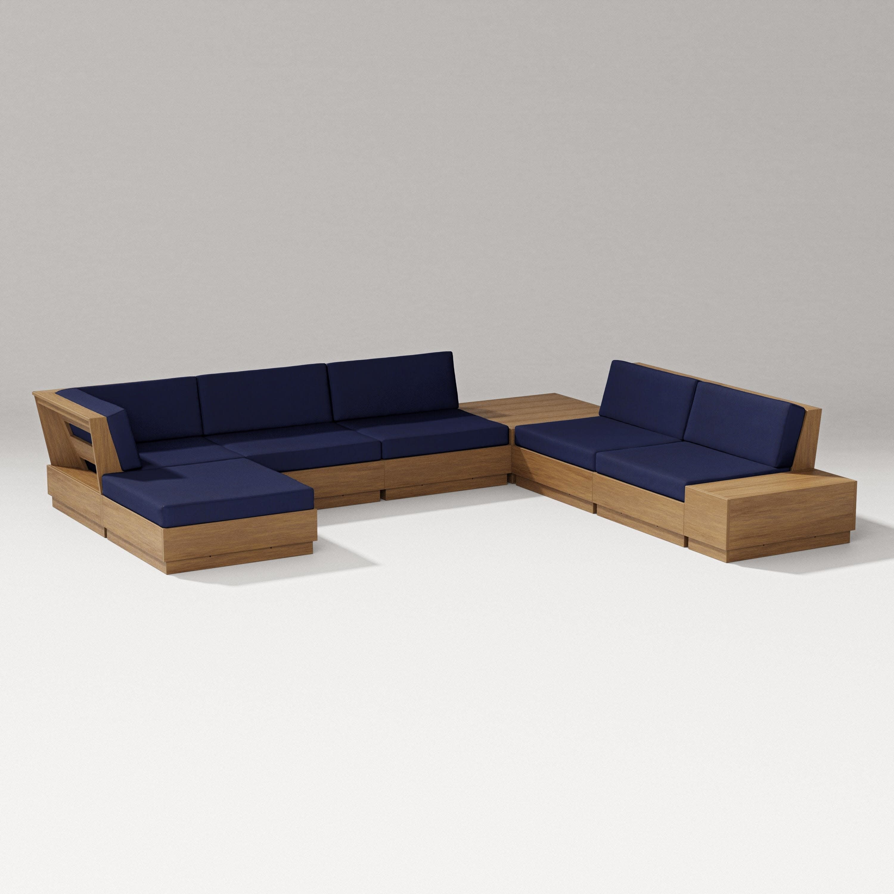 Elevate 8-Piece Corner Sectional in Natural / Navy