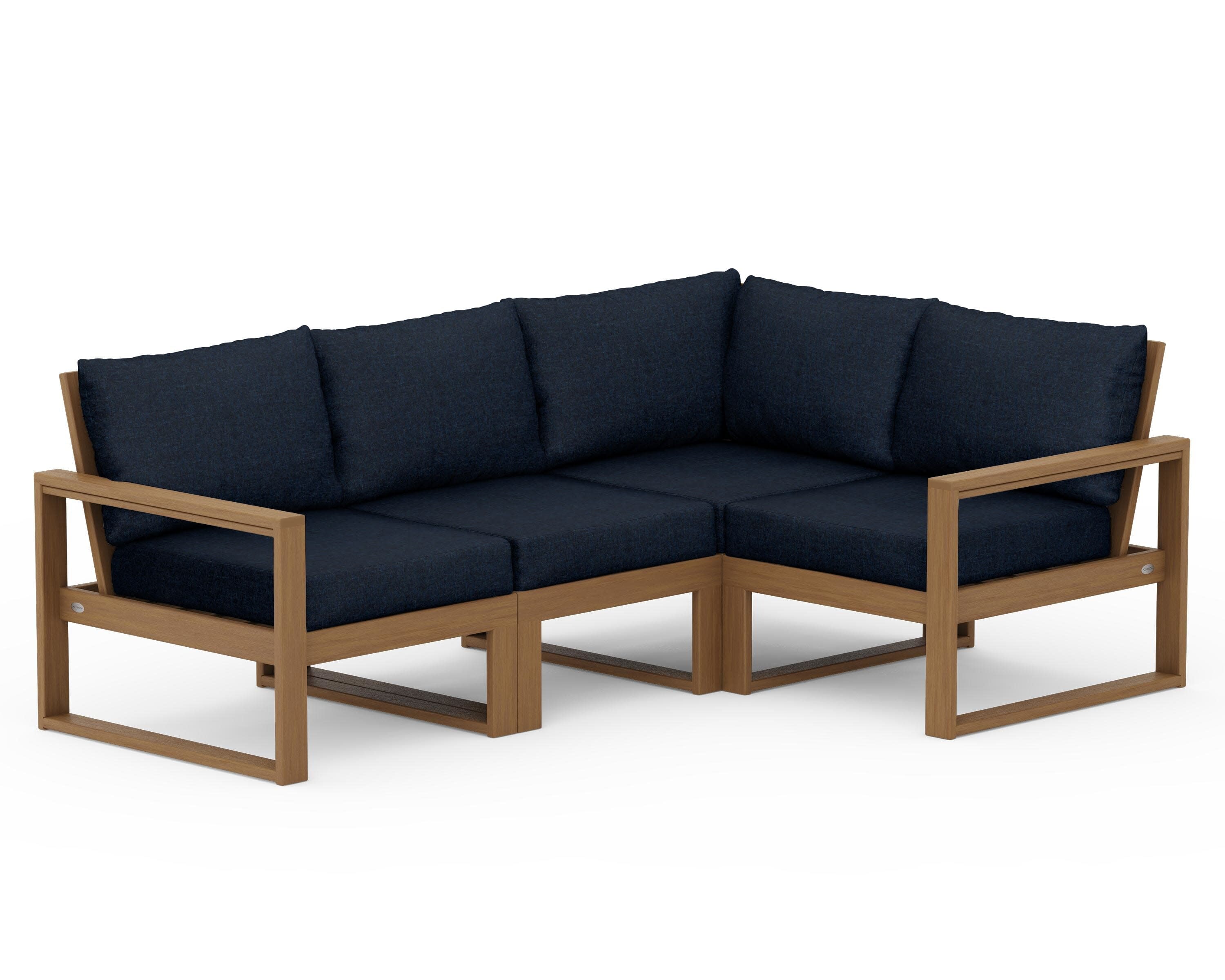 EDGE 4-Piece Modular Deep Seating Set in Natural / Marine Indigo