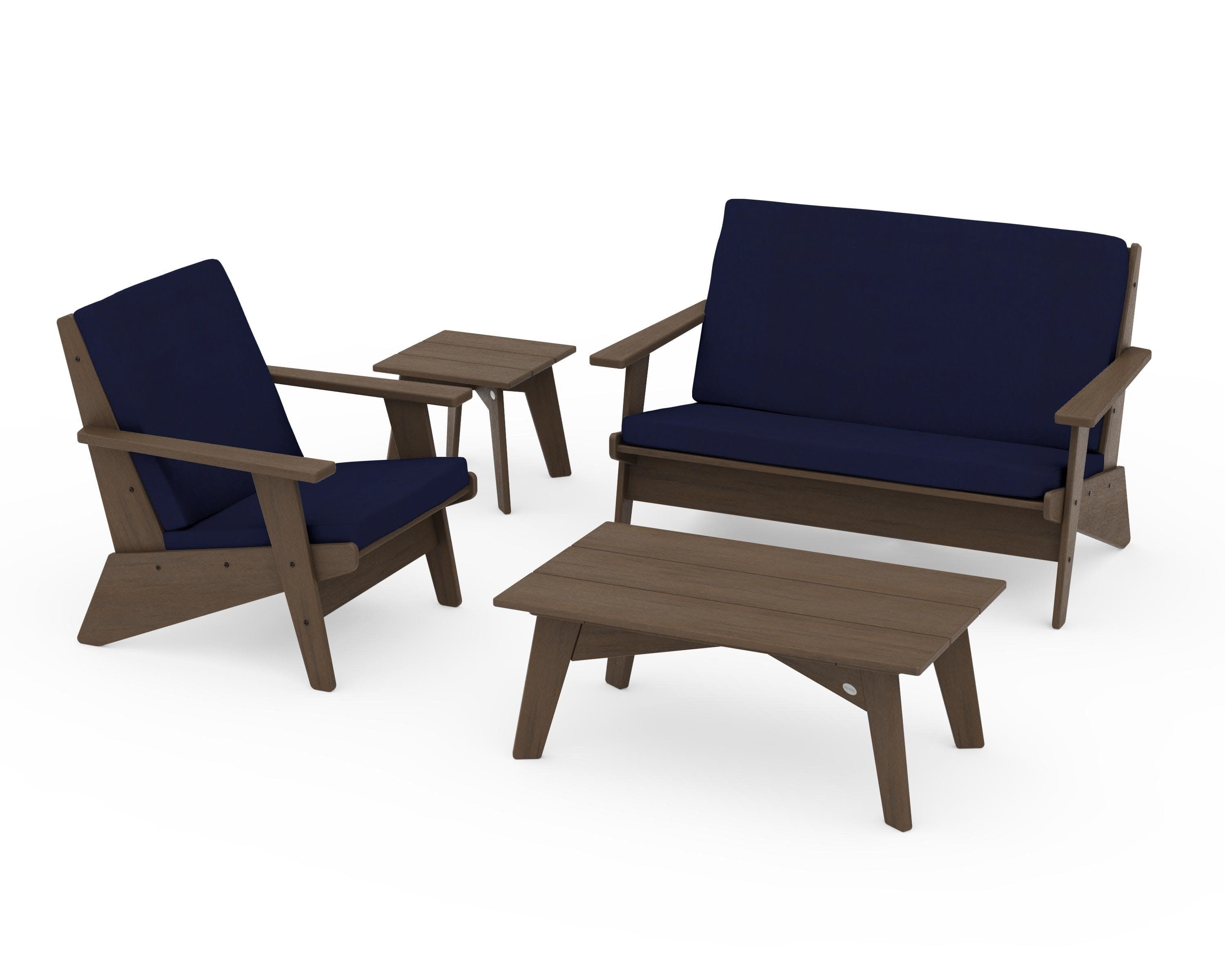 Riviera Modern Lounge 4-Piece Set in Kona / Navy
