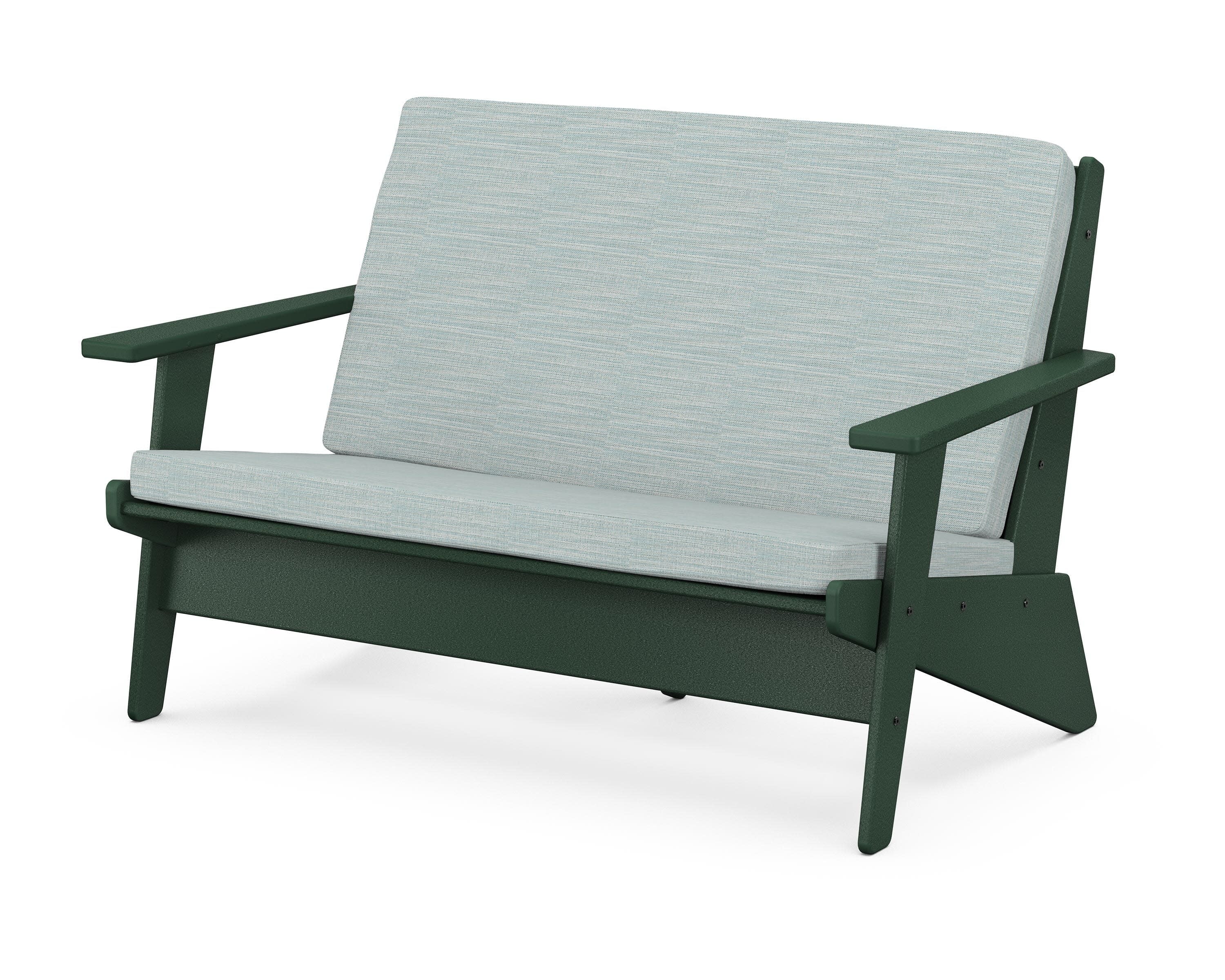 Riviera Modern Lounge Loveseat in Green / Soothe Mist