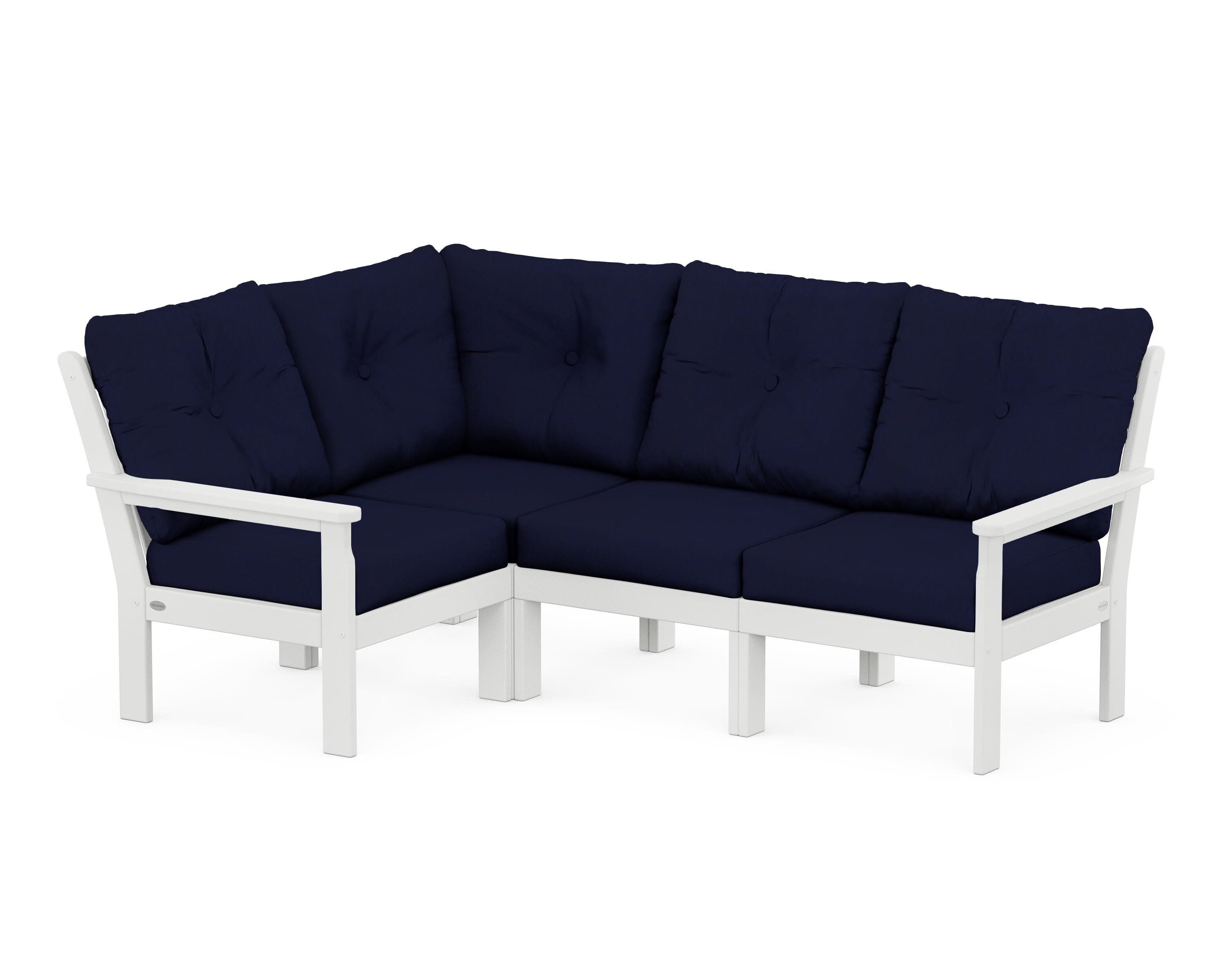 Vineyard 4-Piece Sectional in White / Navy