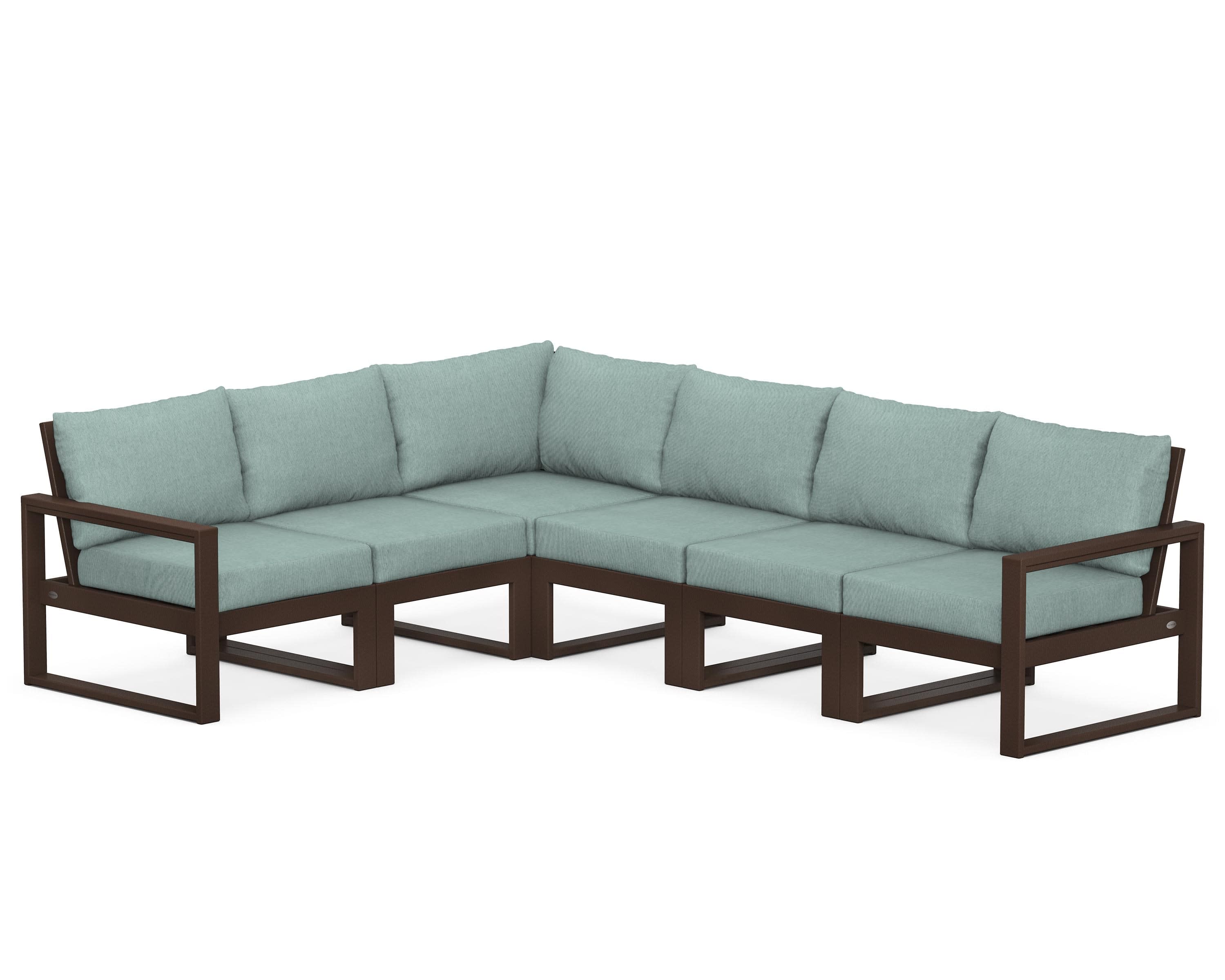 EDGE 6-Piece Modular Deep Seating Set in Mahogany / Glacier Spa