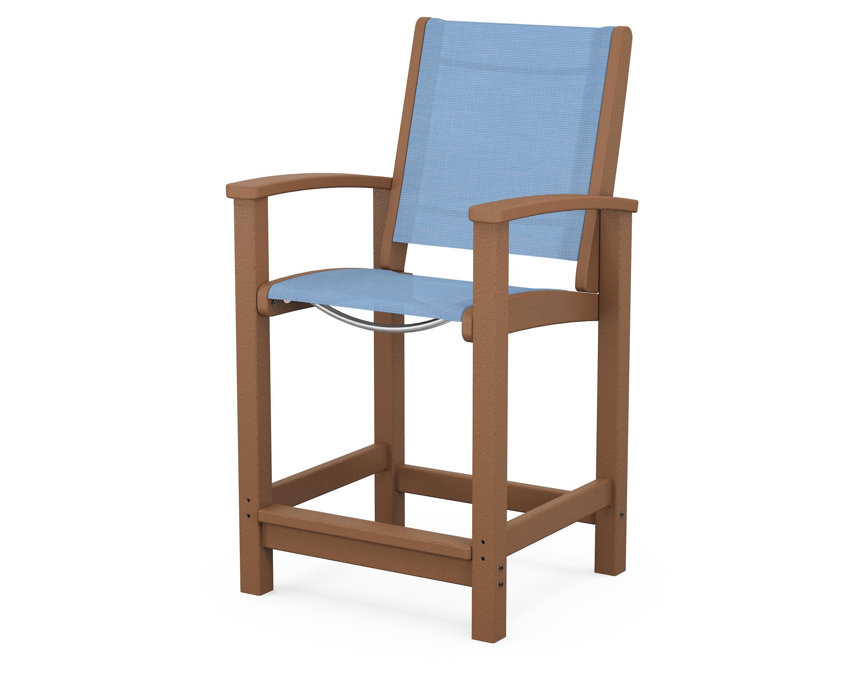 Coastal Counter Chair in Teak / Poolside Sling