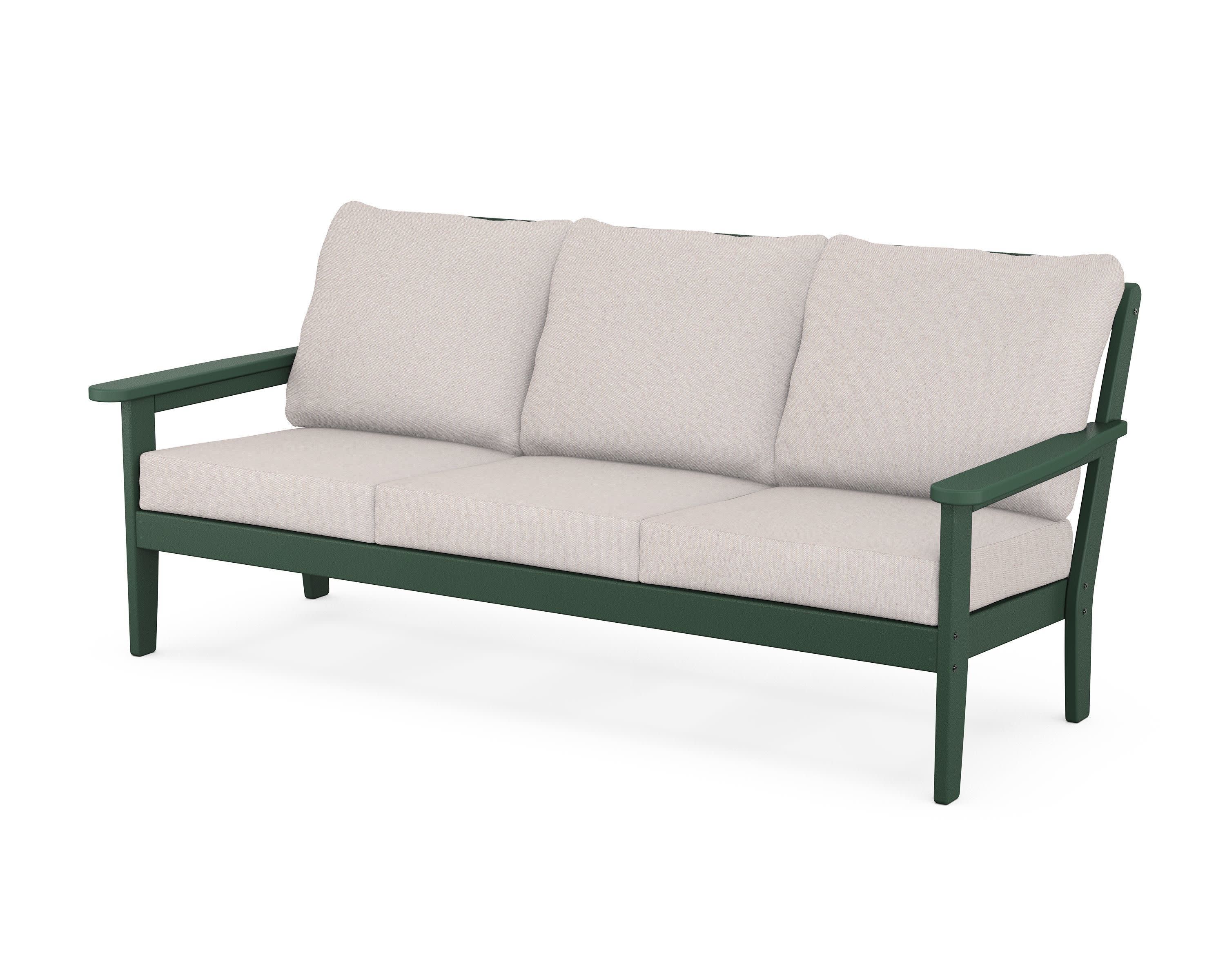 Cottage Deep Seating Sofa in Green / Dune Burlap