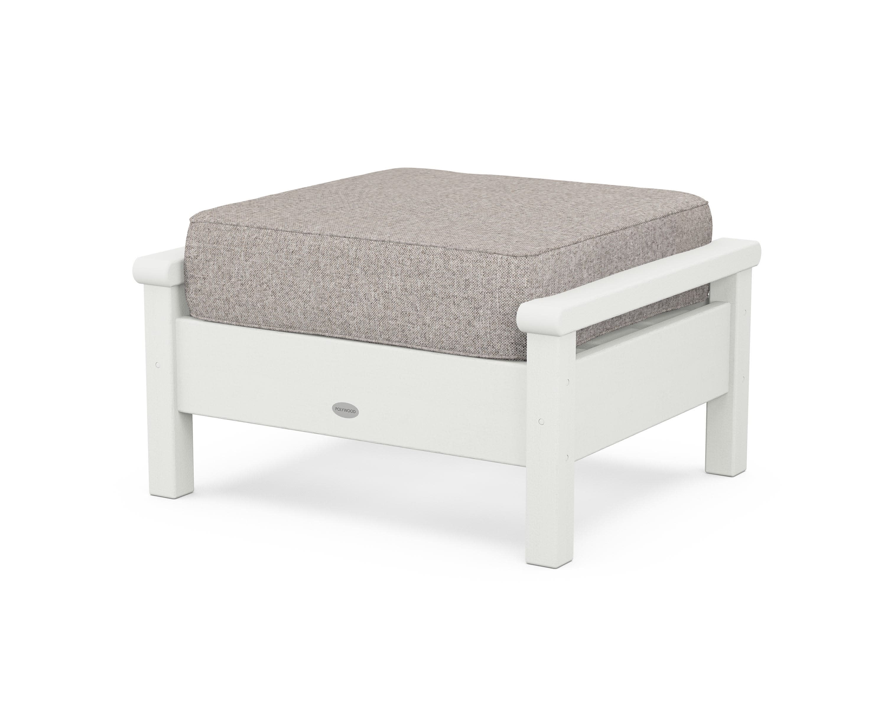 Harbour Deep Seating Ottoman in Vintage White / Weathered Tweed
