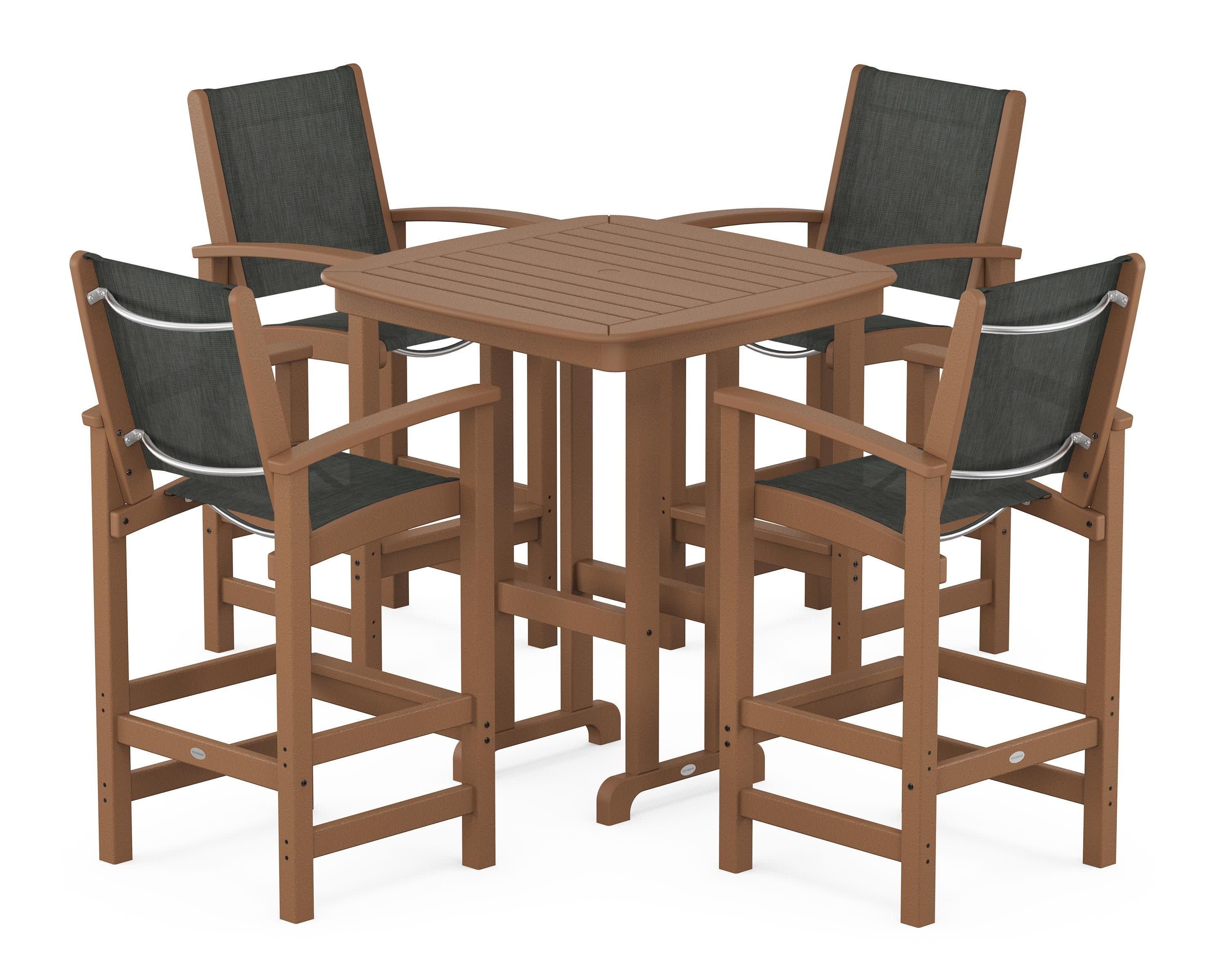 Coastal 5-Piece Bar Set in Teak / Ember Sling