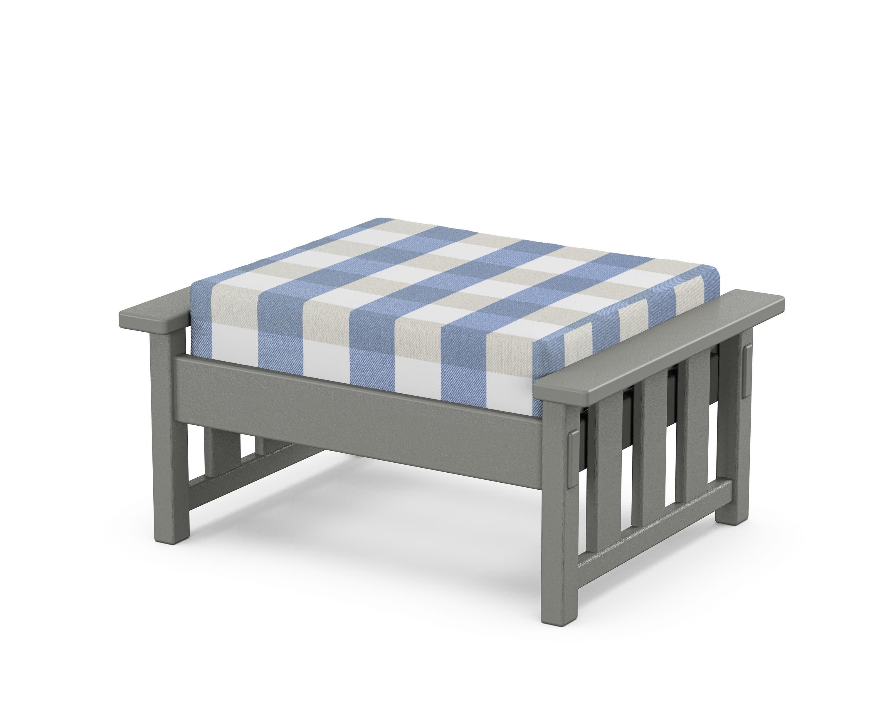 Acadia Deep Seating Ottoman in Slate Grey / Buffalo Plaid Sky Blue