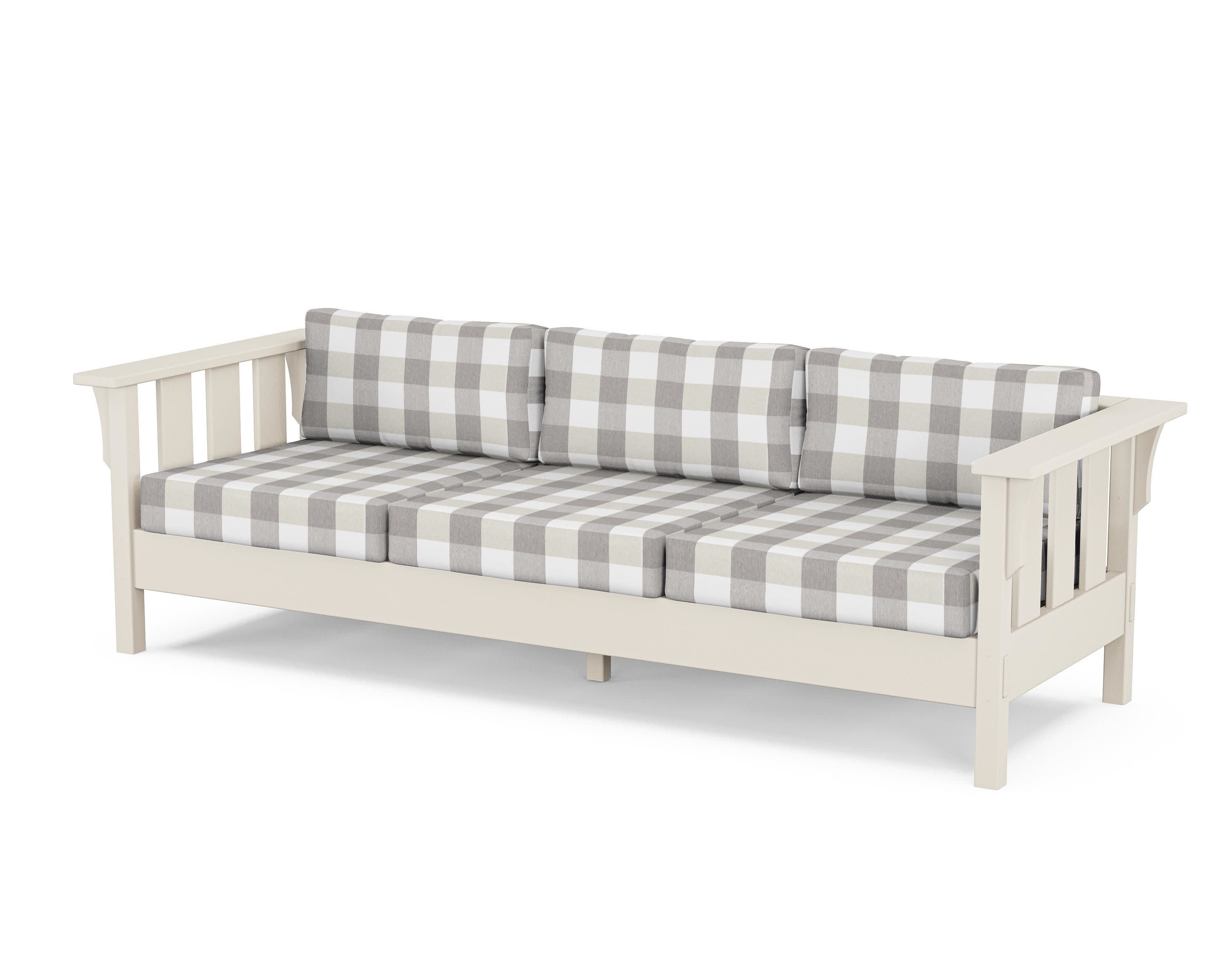 Acadia Deep Seating Sofa in Sand / Buffalo Plaid Grey Mist