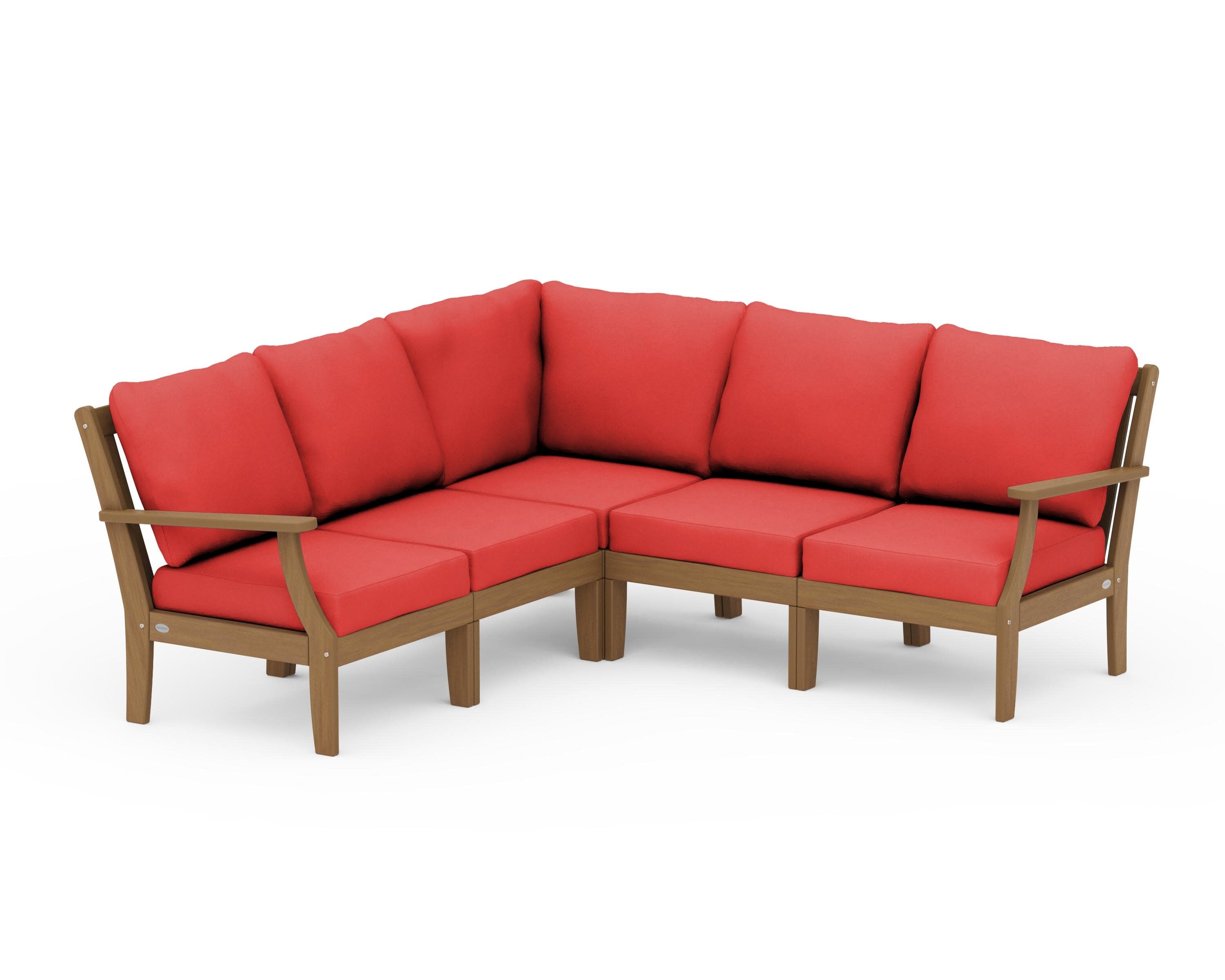 Braxton Modular 5-Piece Deep Seating Set in Natural / Crimson Linen
