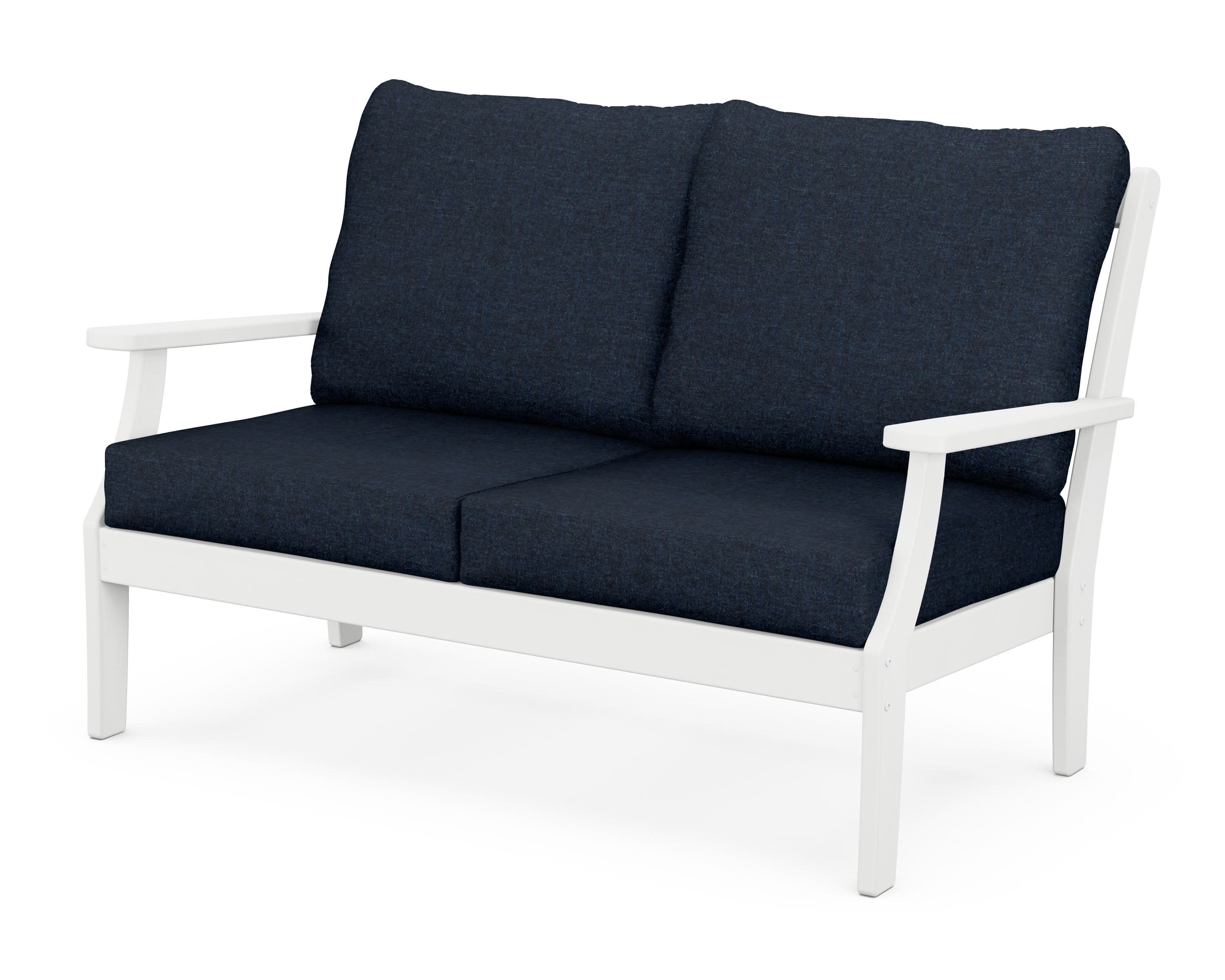 Braxton Deep Seating Loveseat in White / Marine Indigo