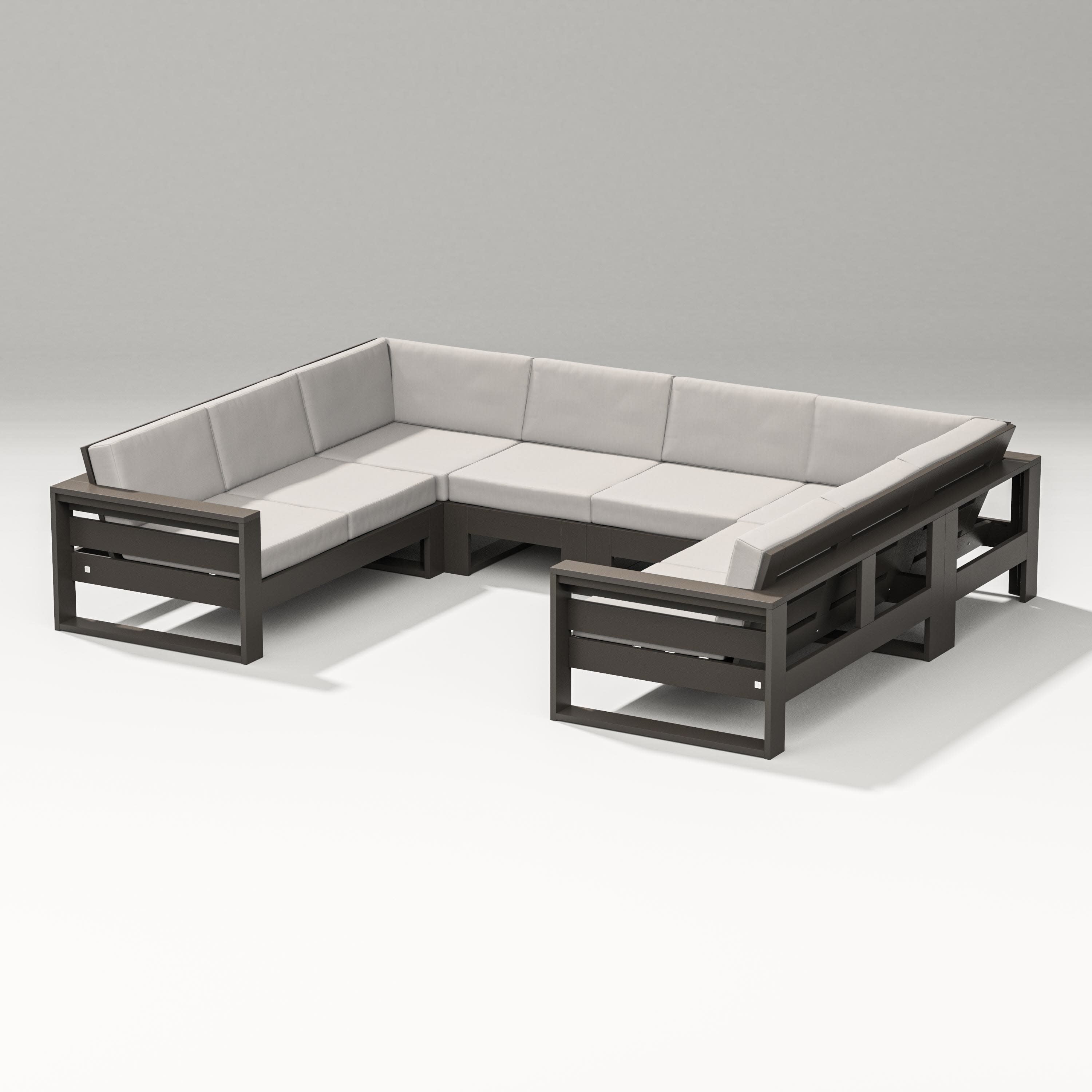 Latitude U-Shaped Sectional in Vintage Coffee / Cast Ash