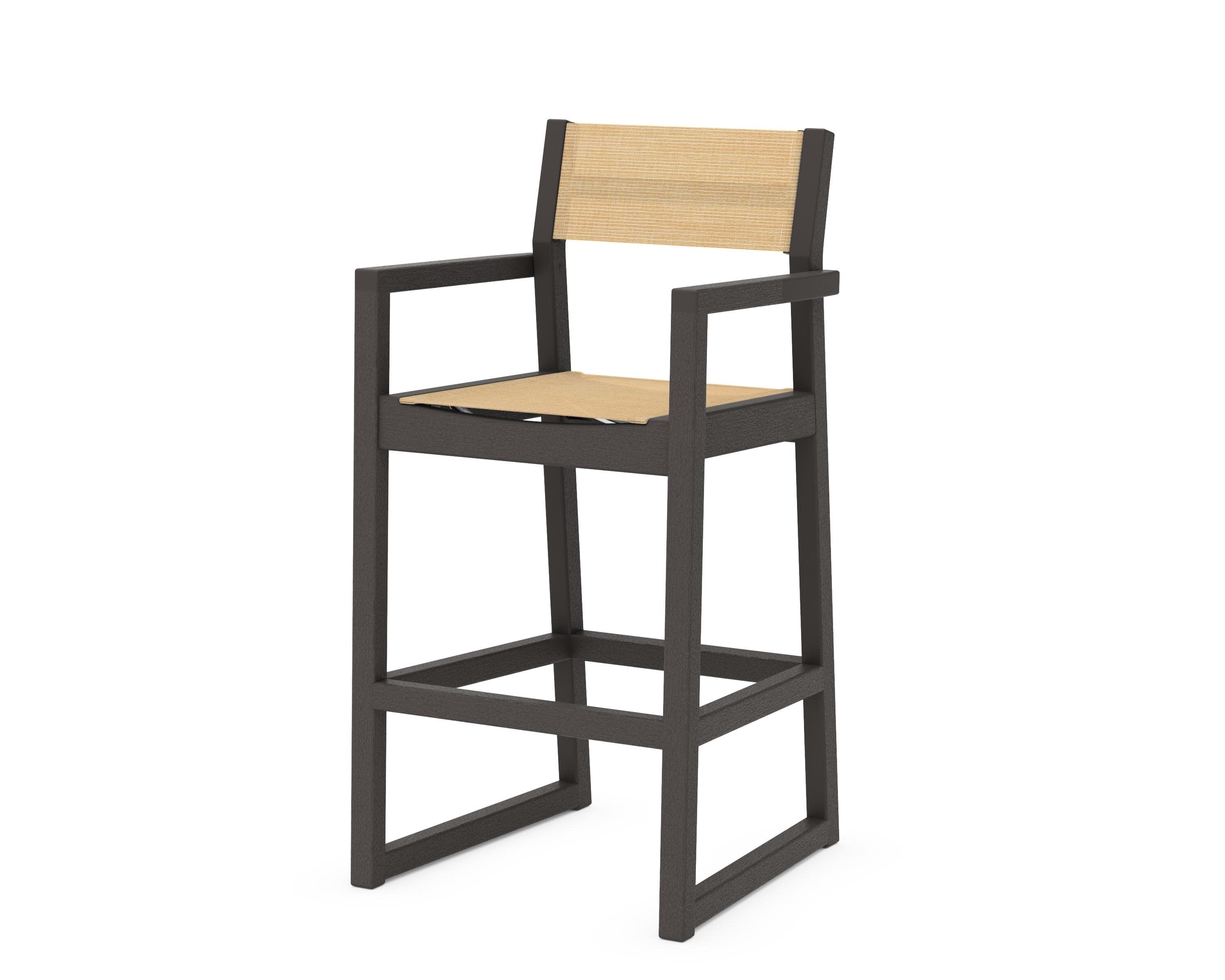 EDGE Sling Bar Arm Chair in Vintage Coffee / Dupioni Apricot Sling