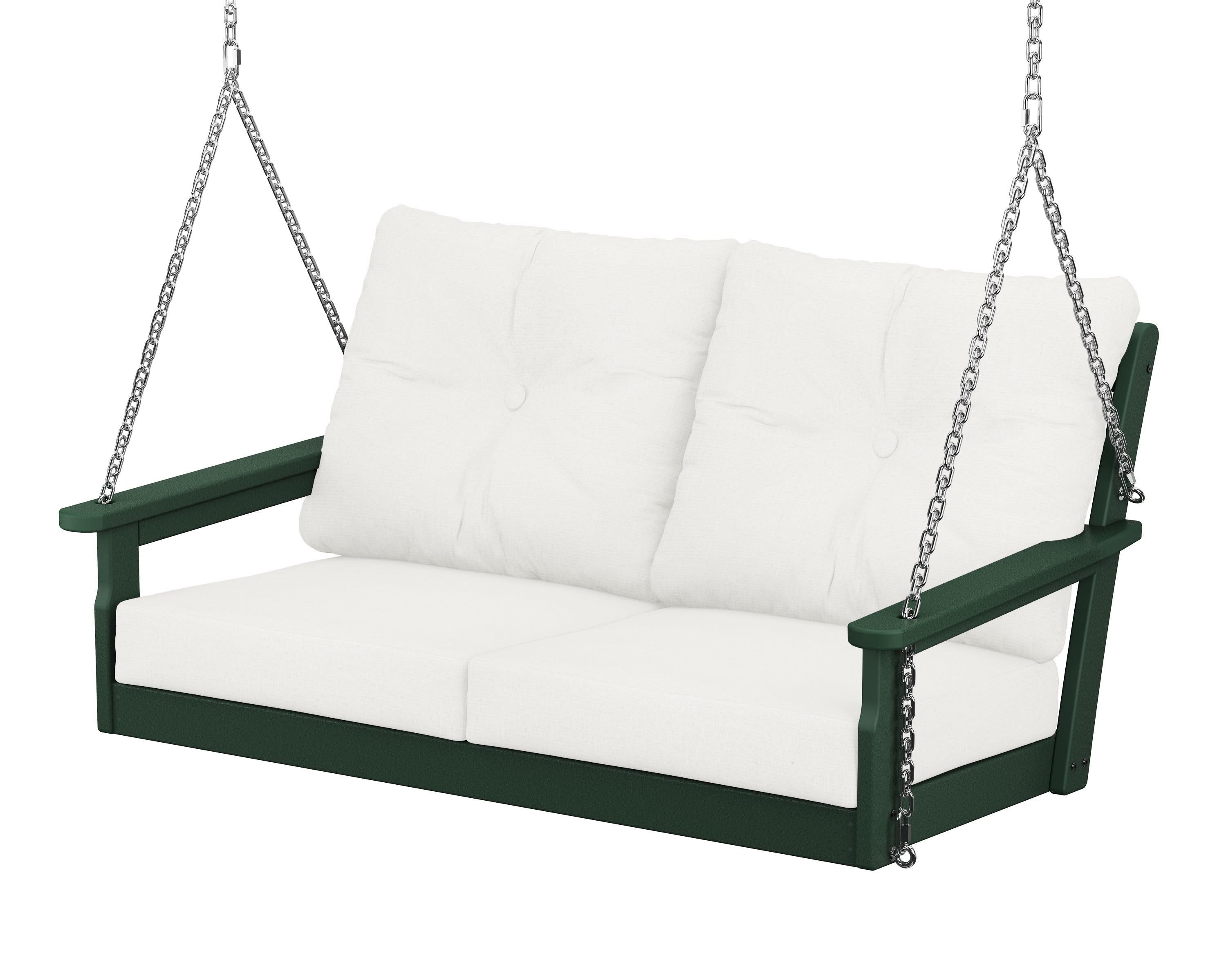 Vineyard Deep Seating Swing in Green / Natural Linen