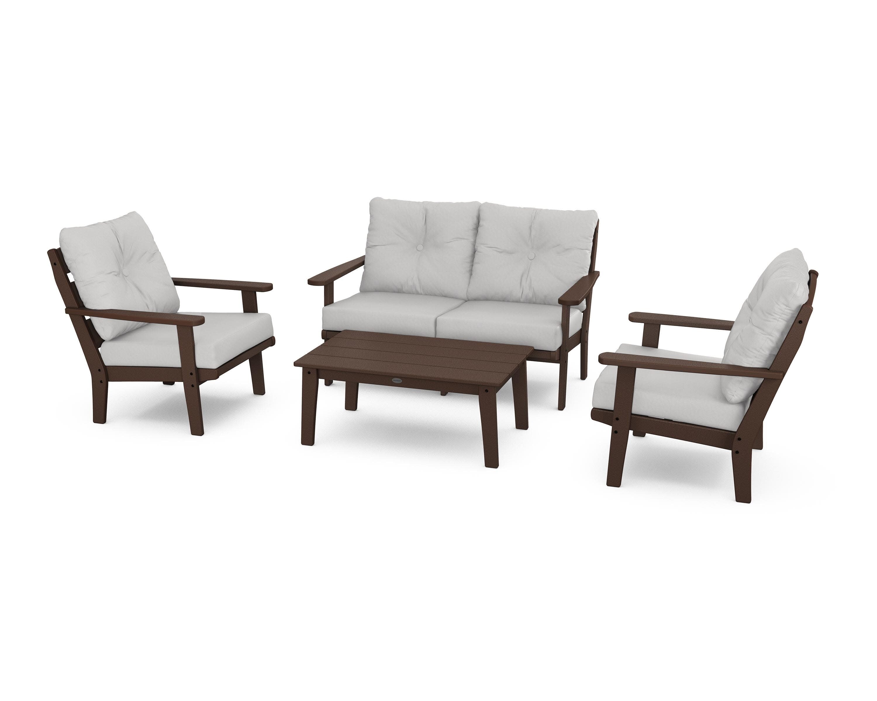 Lakeside 4-Piece Deep Seating Set in Mahogany / Diamond in the Rough