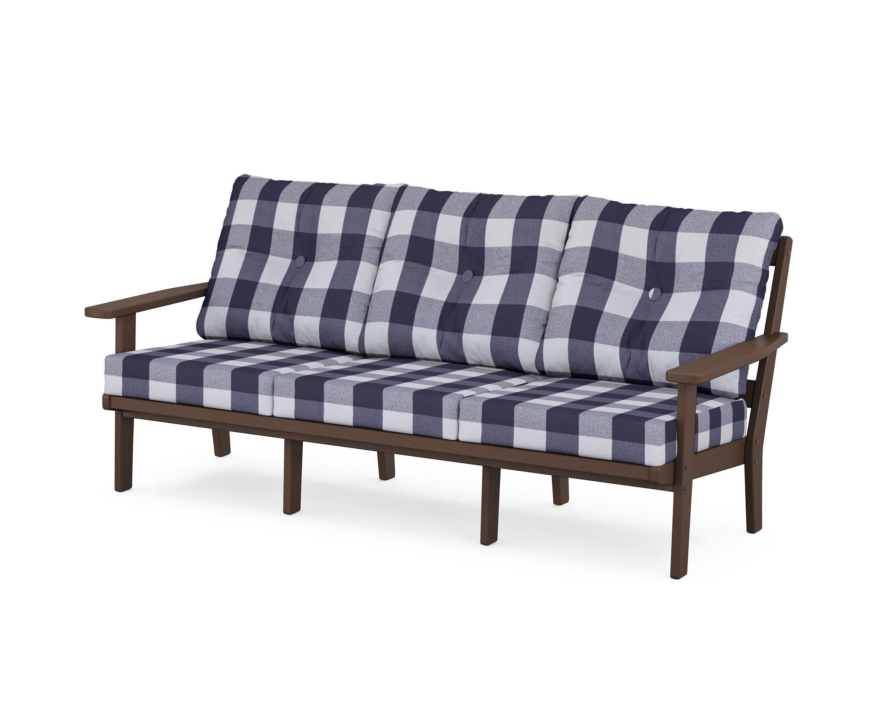Oxford Deep Seating Sofa in Mahogany / Buffalo Plaid Navy