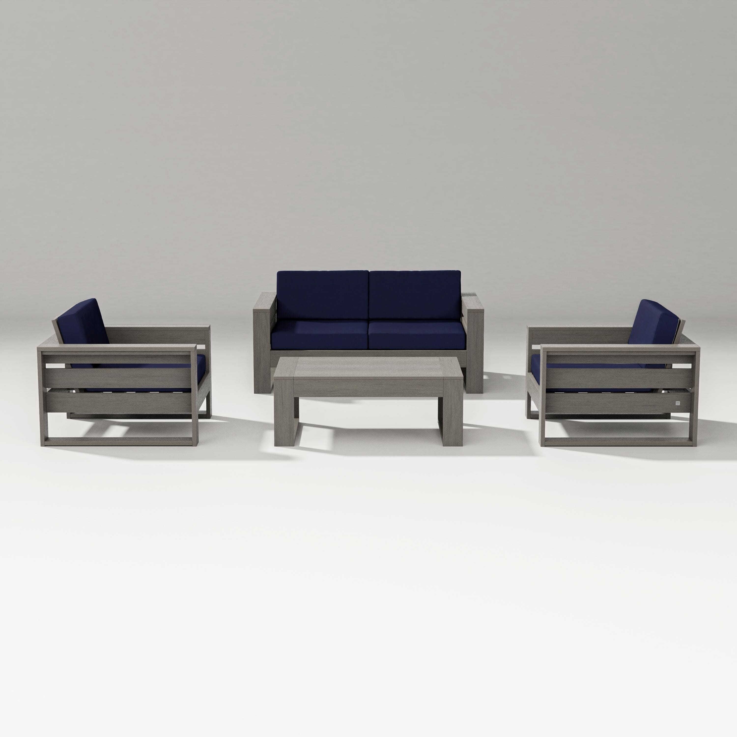 Latitude 4-Piece Lounge Loveseat Set in Driftwood / Navy