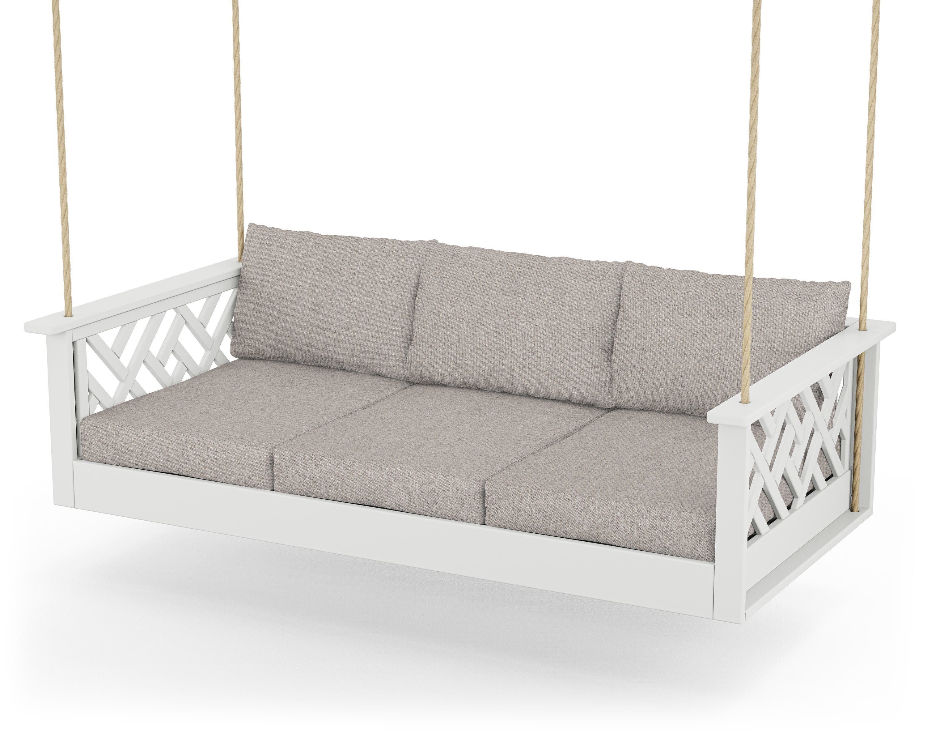 Chippendale Daybed Swing in White / Weathered Tweed