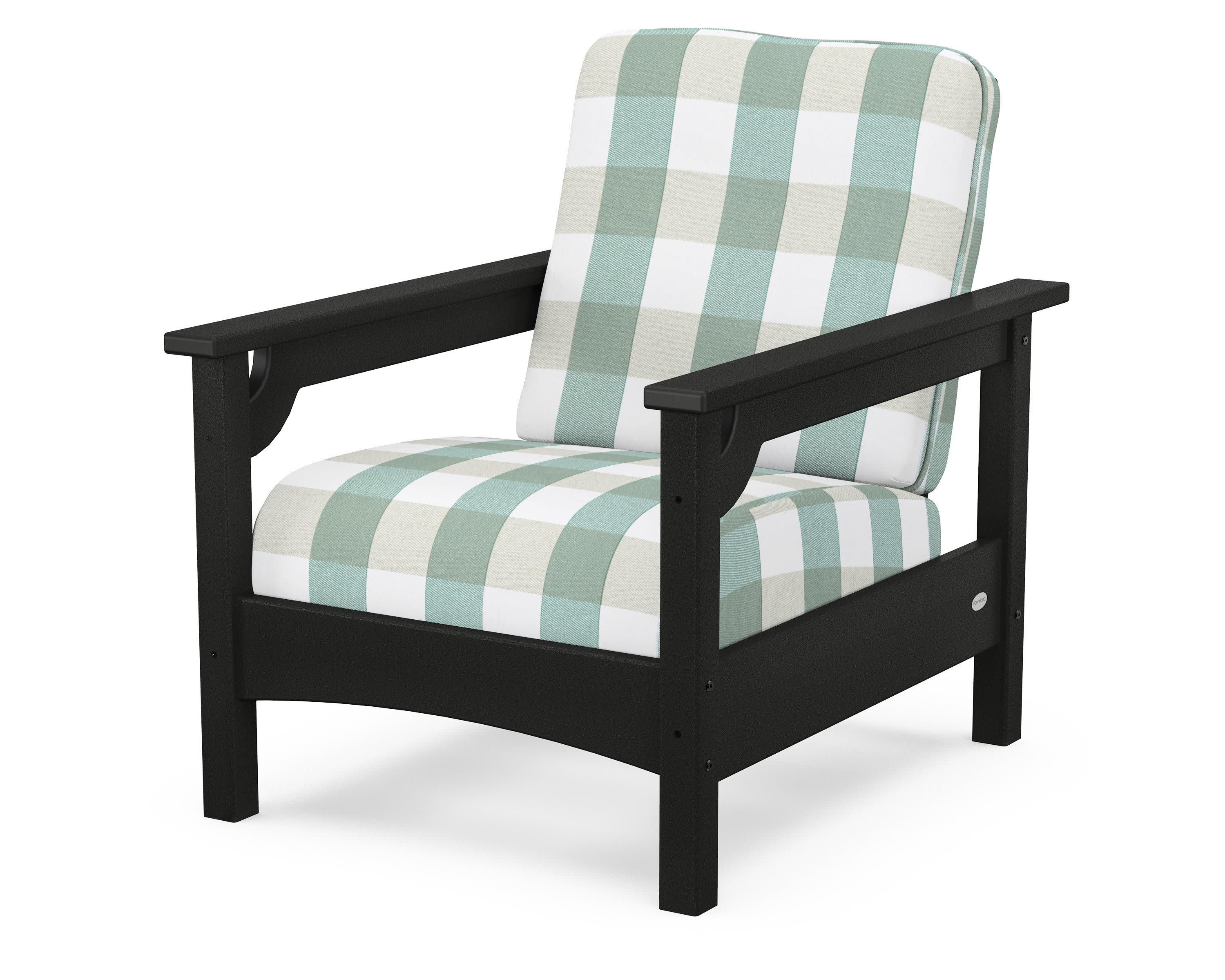 Club Chair in Black / Buffalo Plaid Glacier Spa