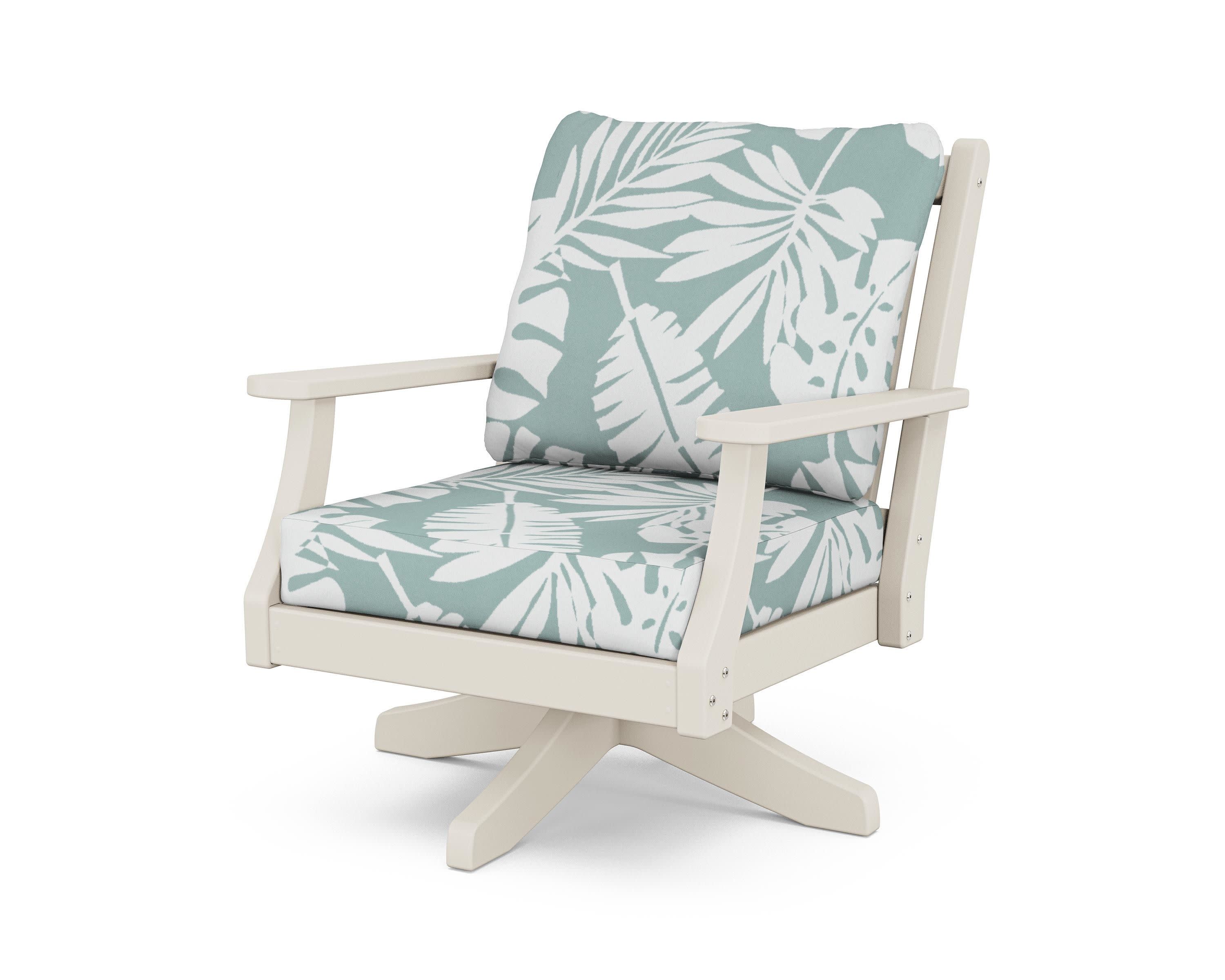 Wovendale Deep Seating Swivel Chair in Sand / Leaf Glacier Spa
