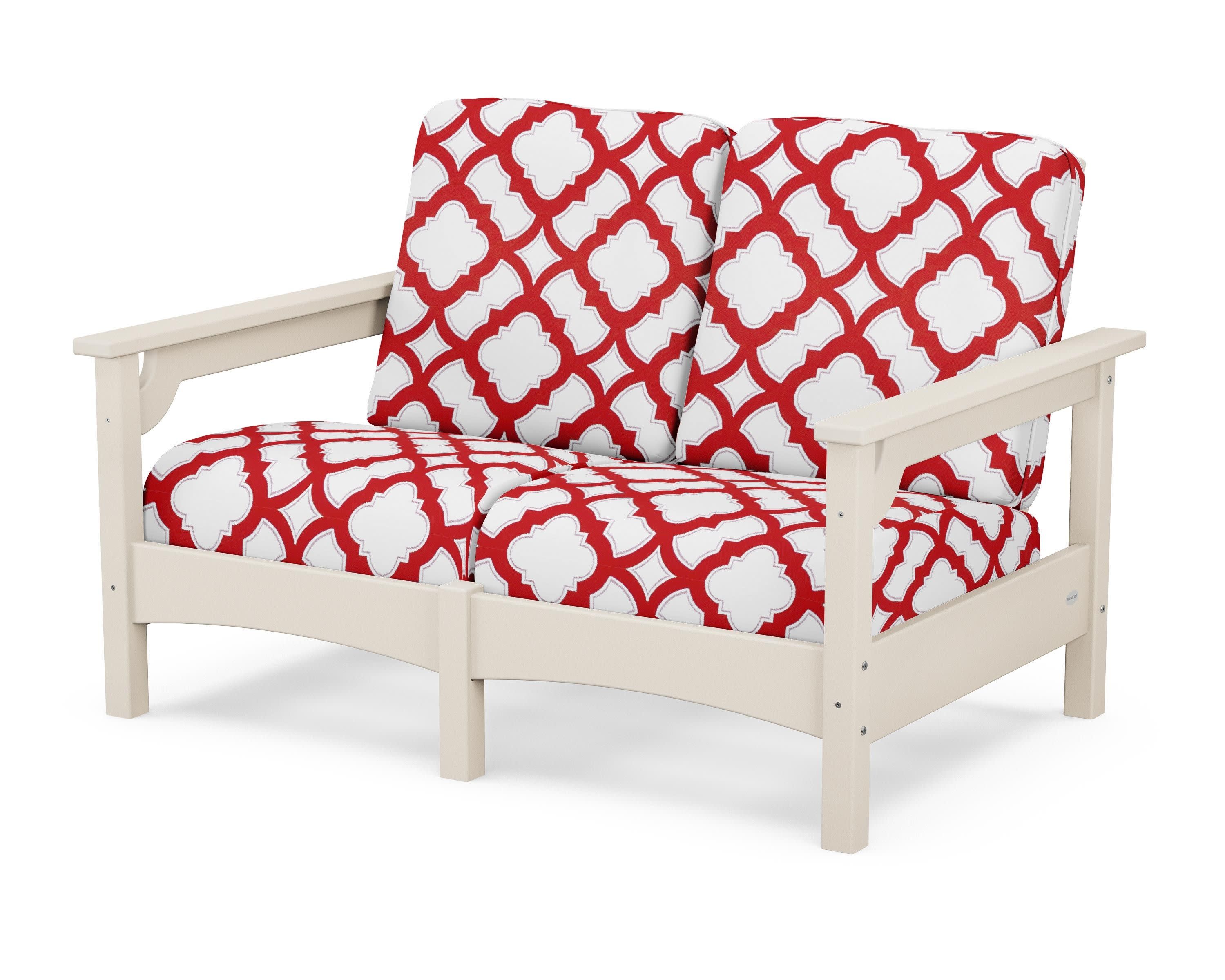 Club Loveseat in Sand / Trellis Crimson