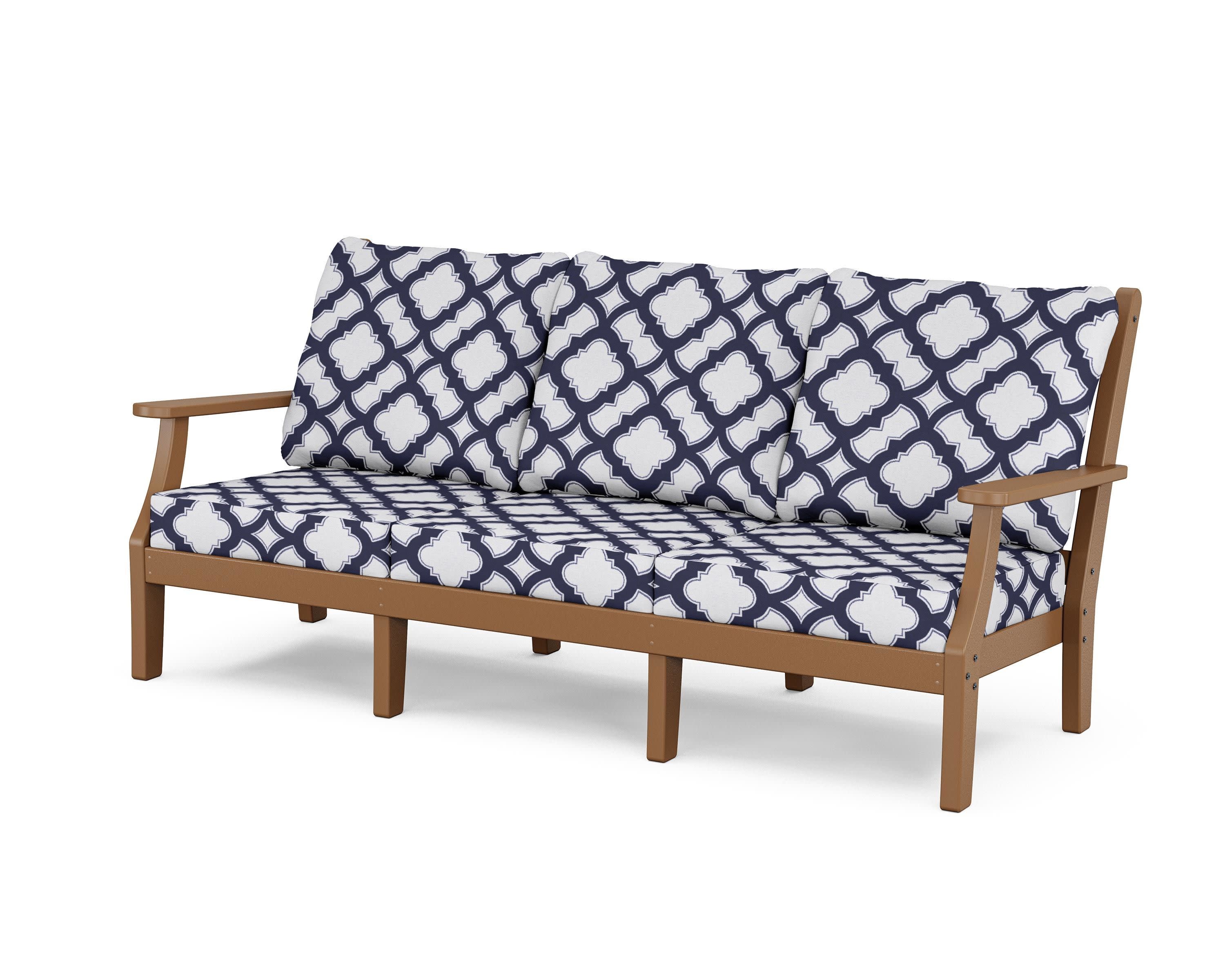 Wovendale Deep Seating Sofa in Teak / Trellis Navy