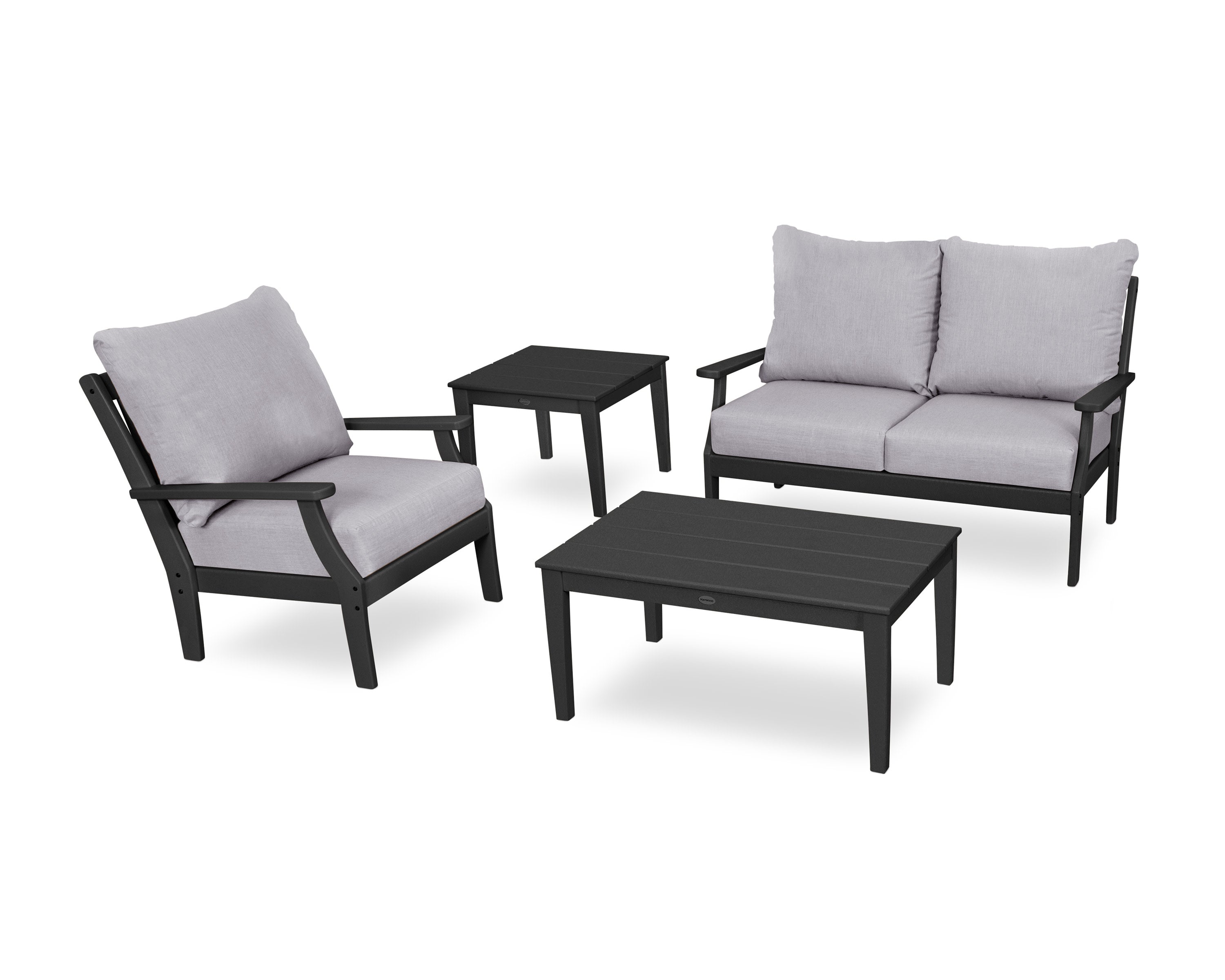 Braxton 4-Piece Deep Seating Set in Black / Granite
