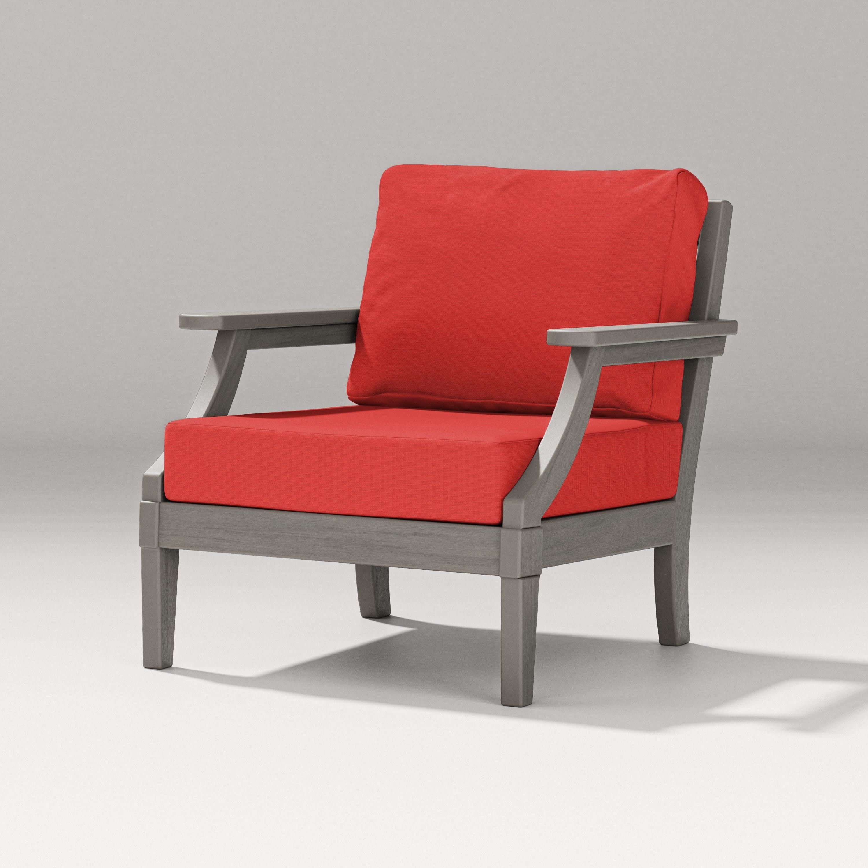 Estate Lounge Chair in Driftwood / Crimson Linen