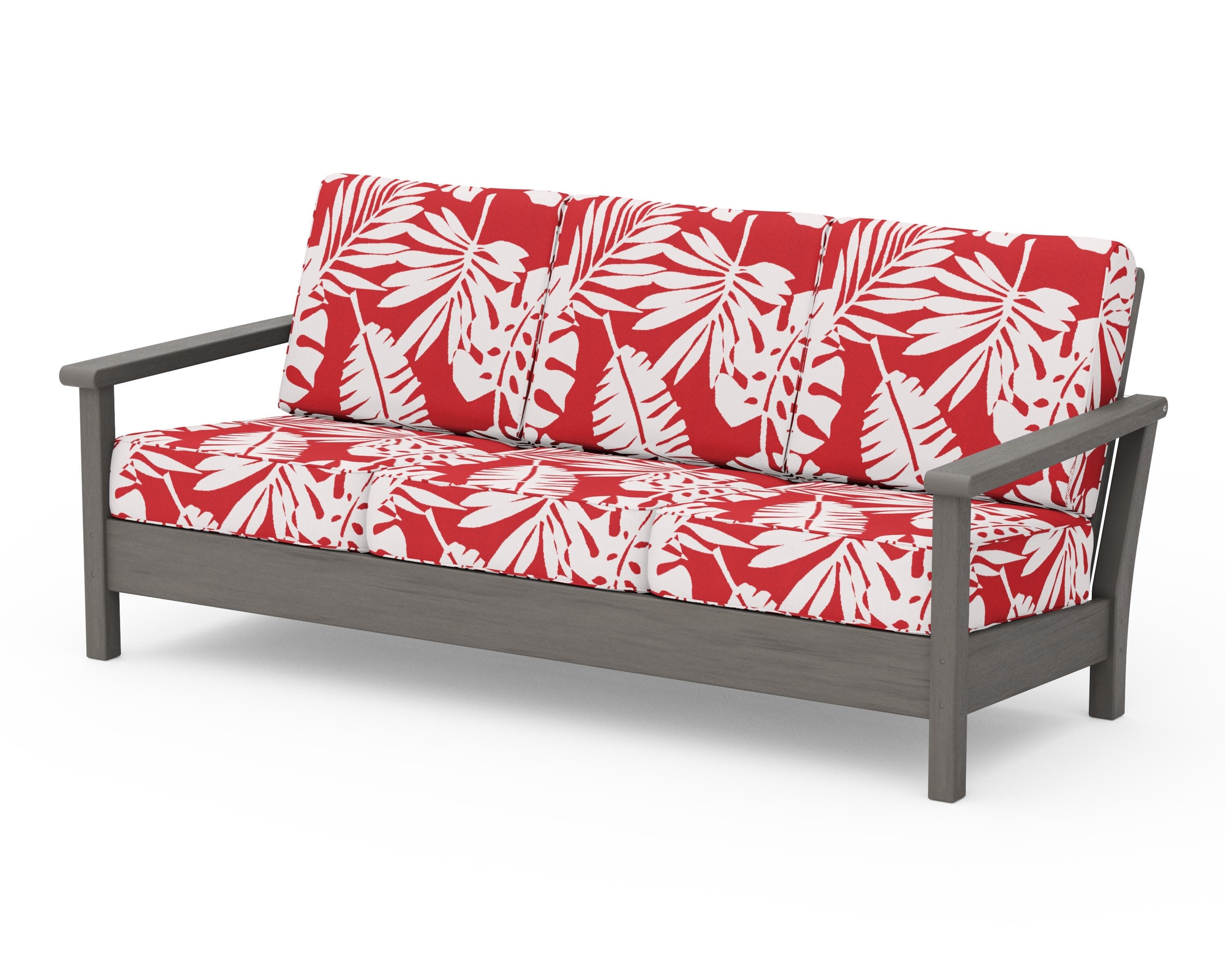 Harbour Deep Seating Sofa in Driftwood / Leaf Crimson