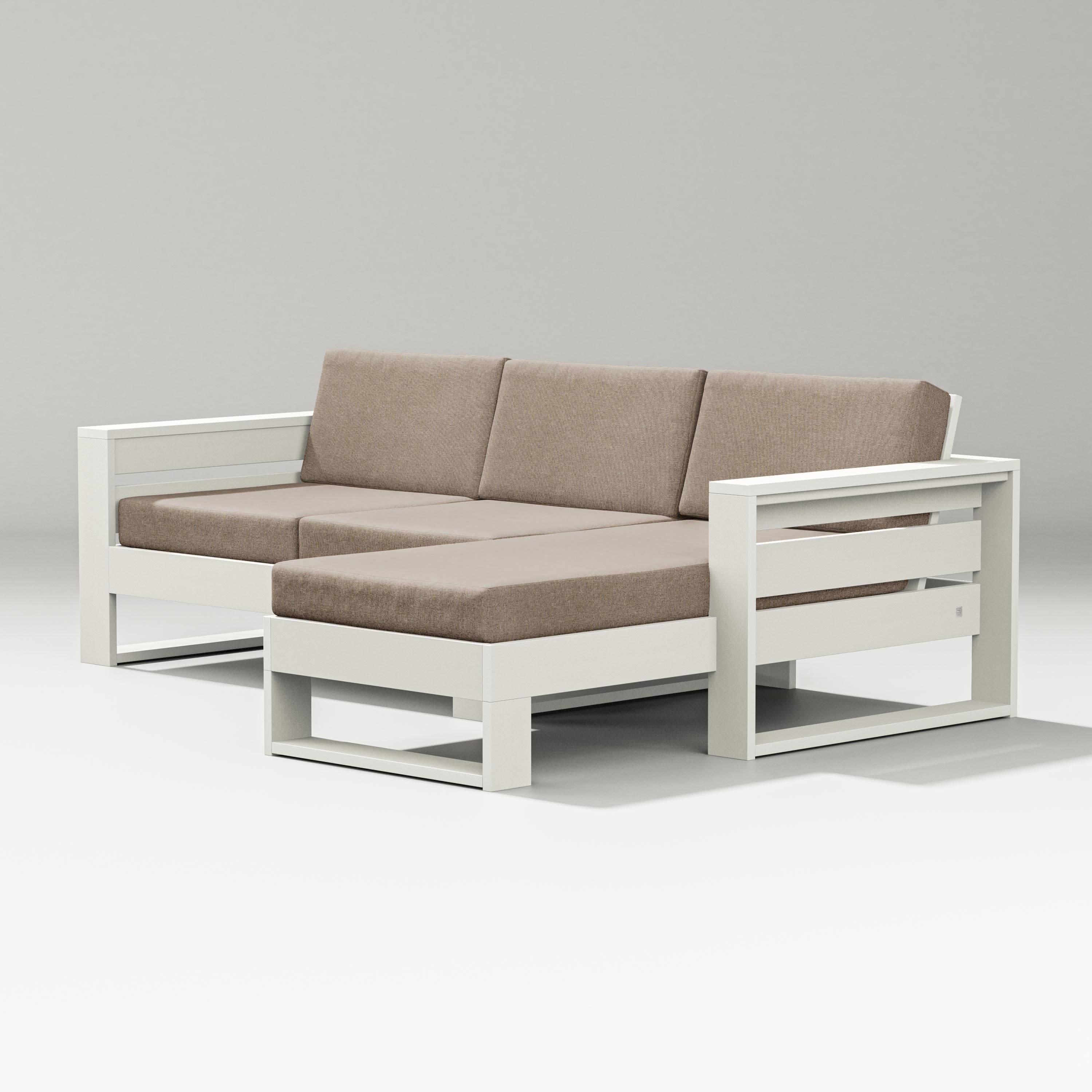 Latitude Right Chaise Sectional in Vintage White / Spiced Burlap